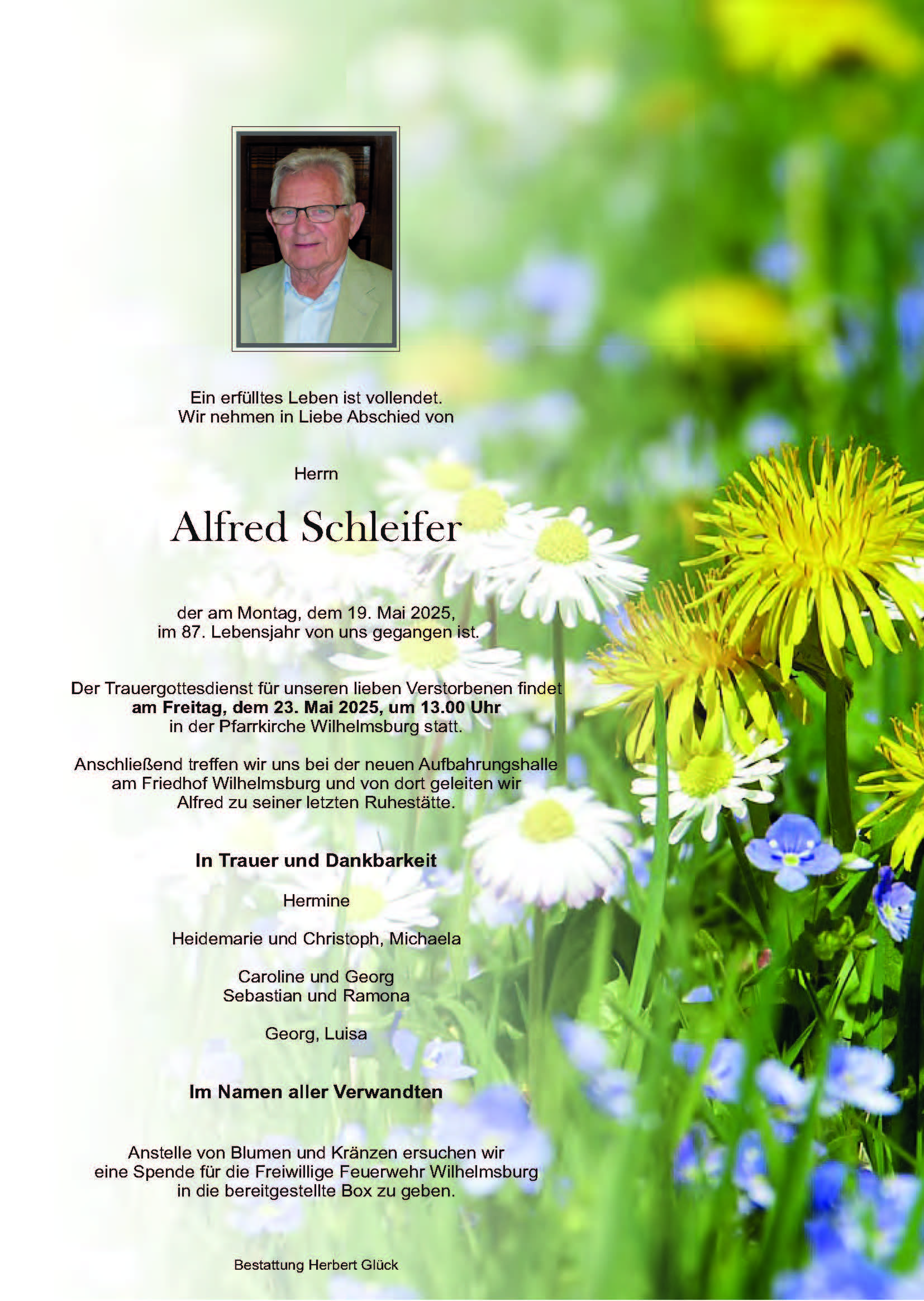 Sterbefall Alfred Schleifer