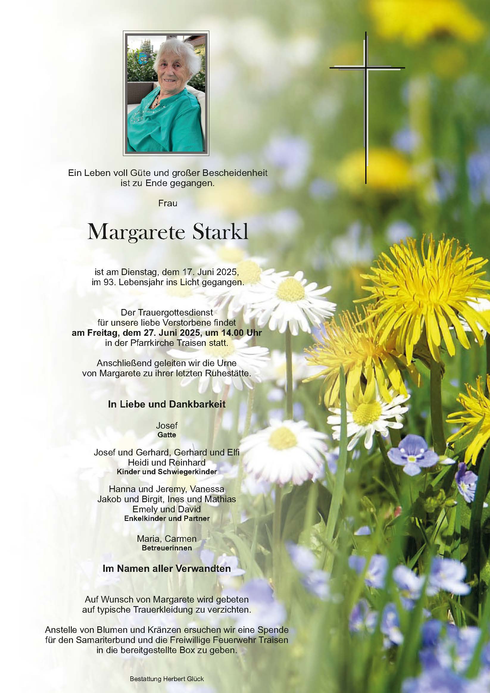 Sterbefall Margarete Starkl