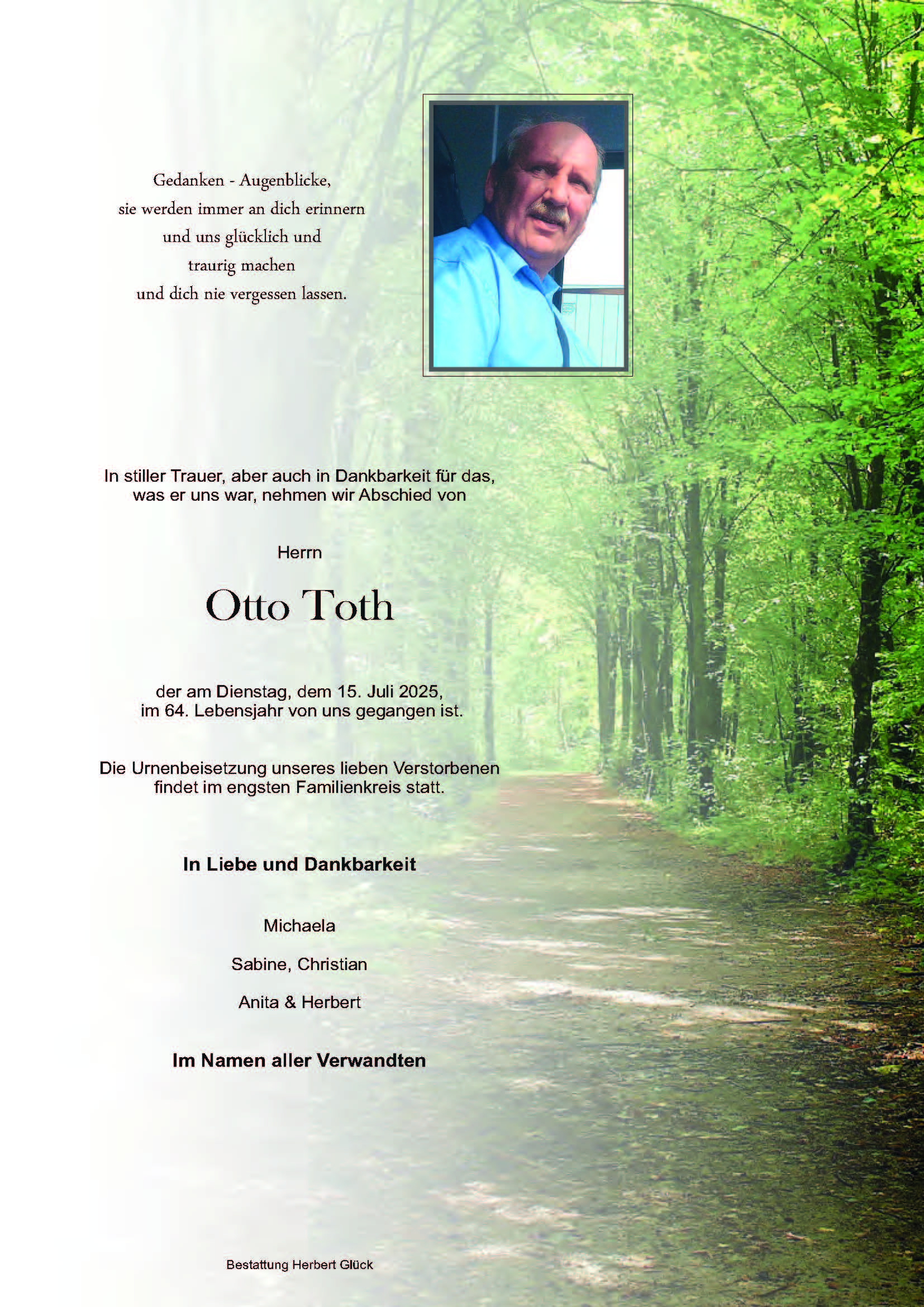 Sterbefall Otto Toth