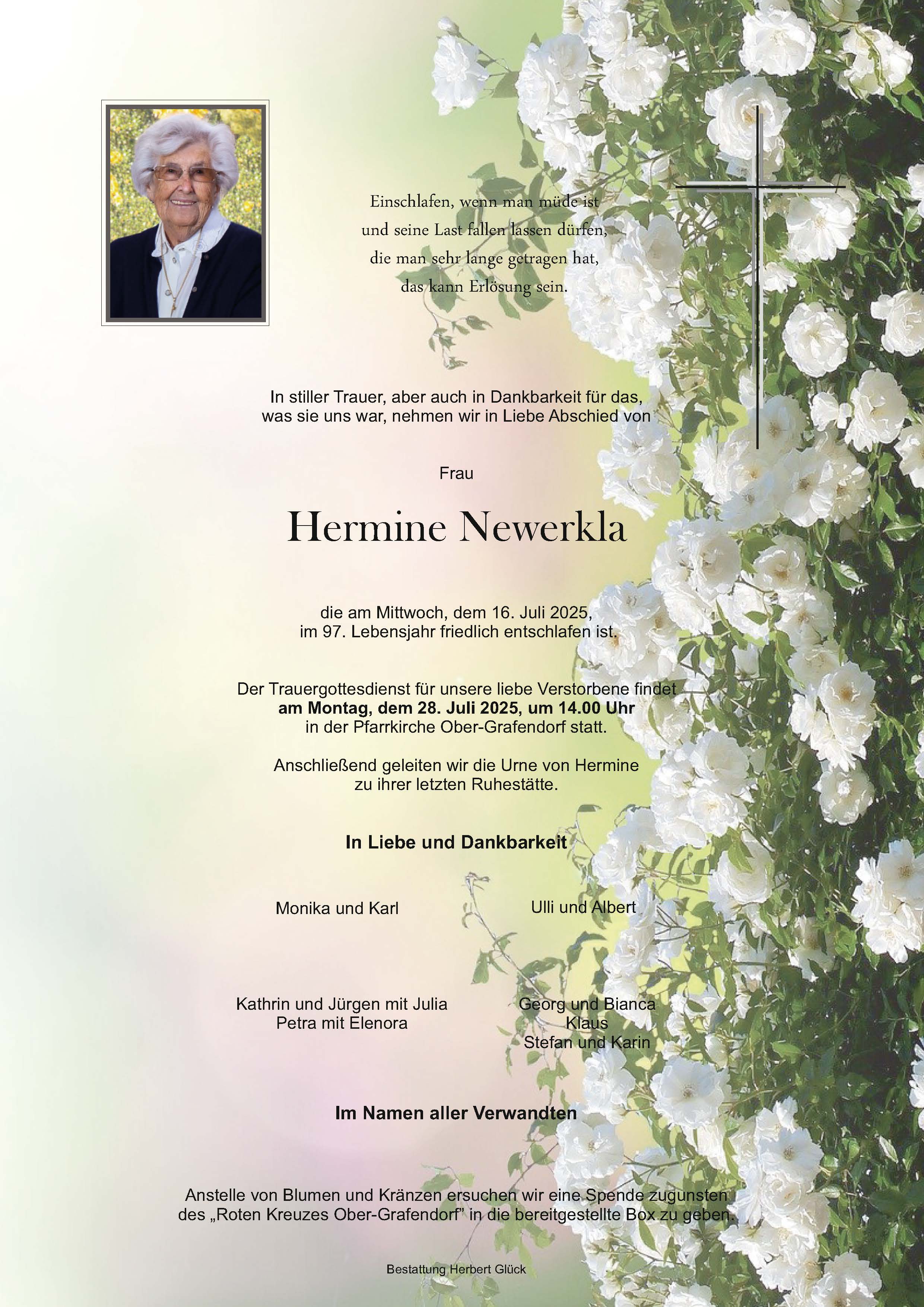 Sterbefall Hermine Newerkla