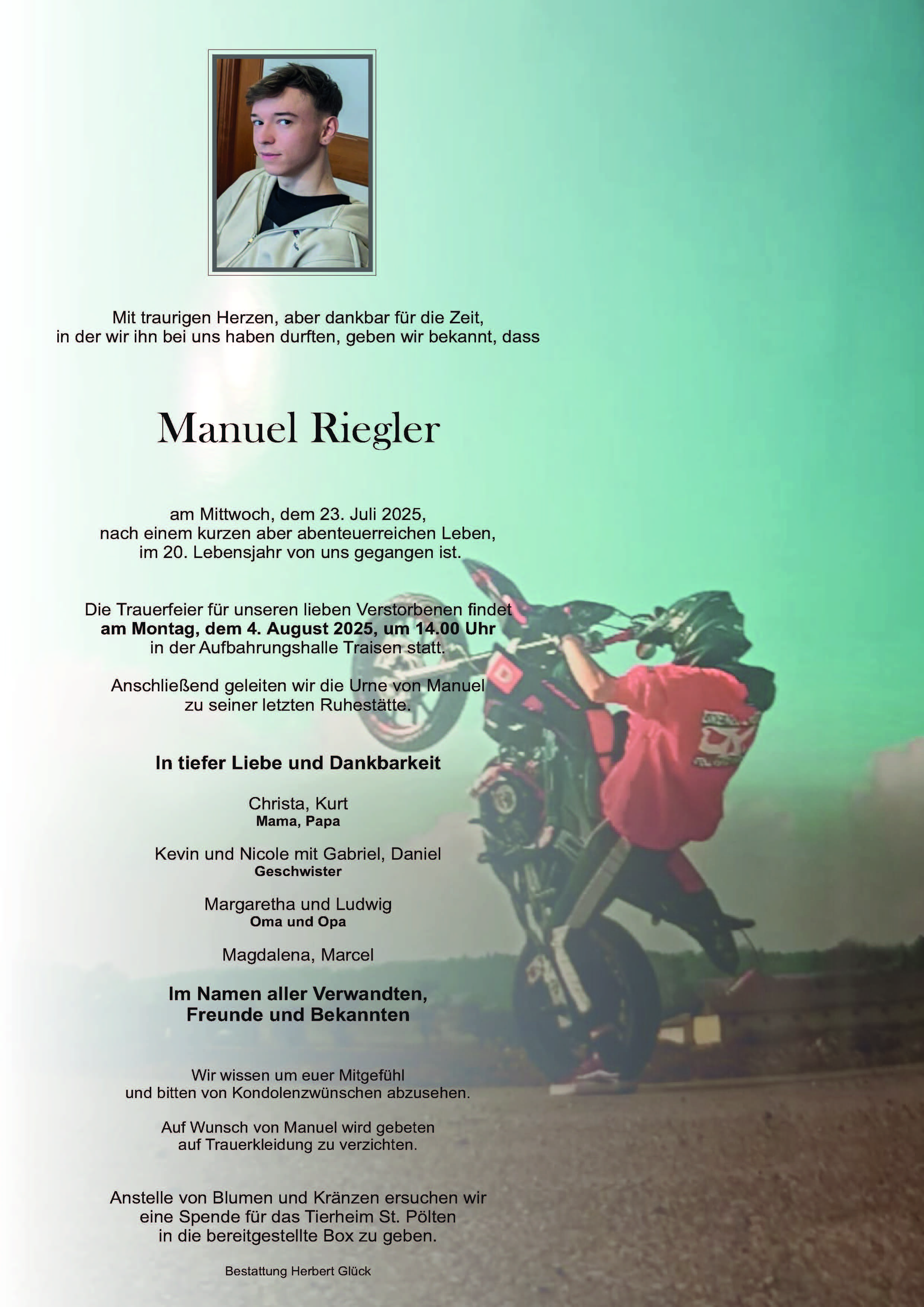 Sterbefall Manuel Riegler