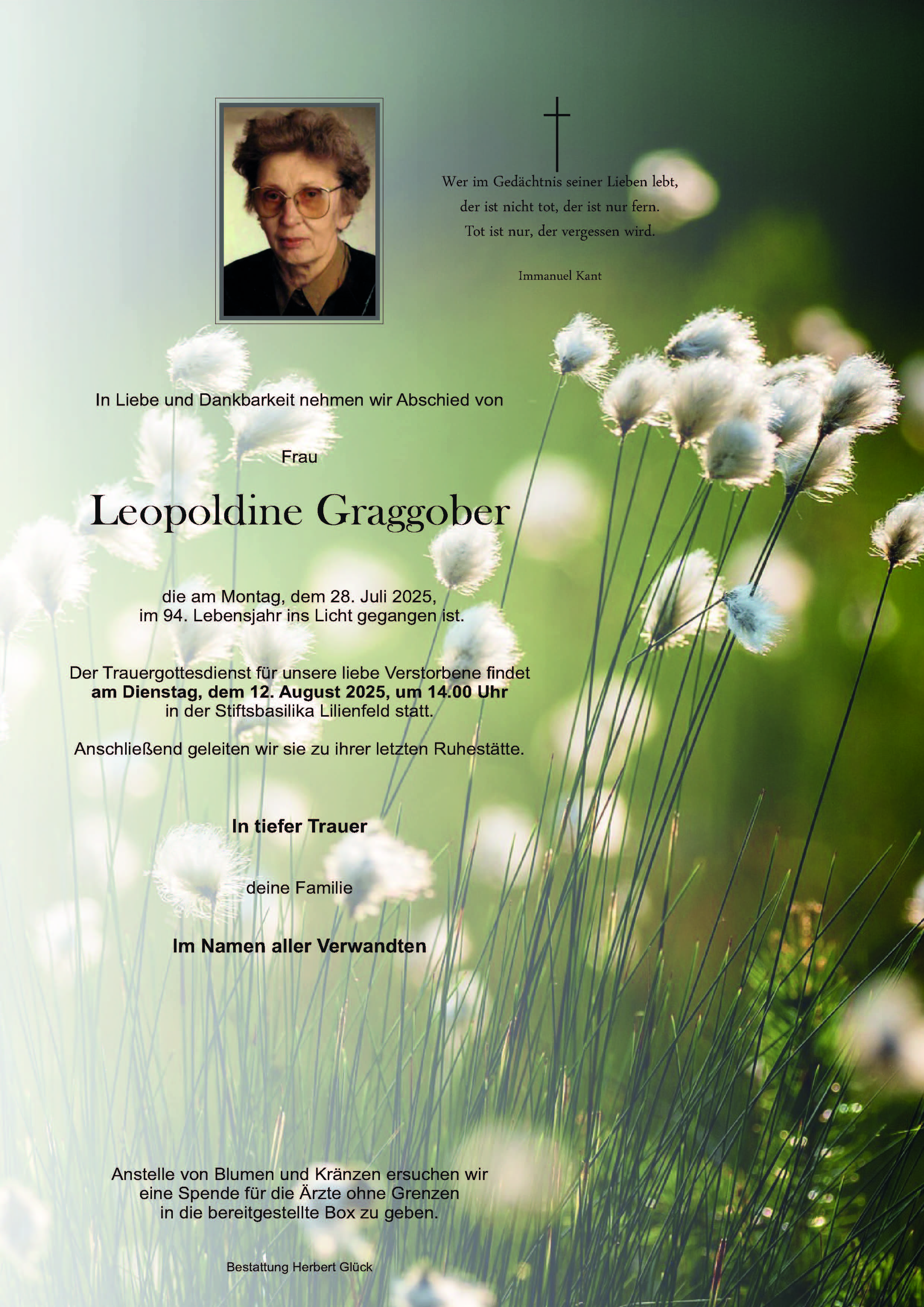 Sterbefall Leopoldine Graggober