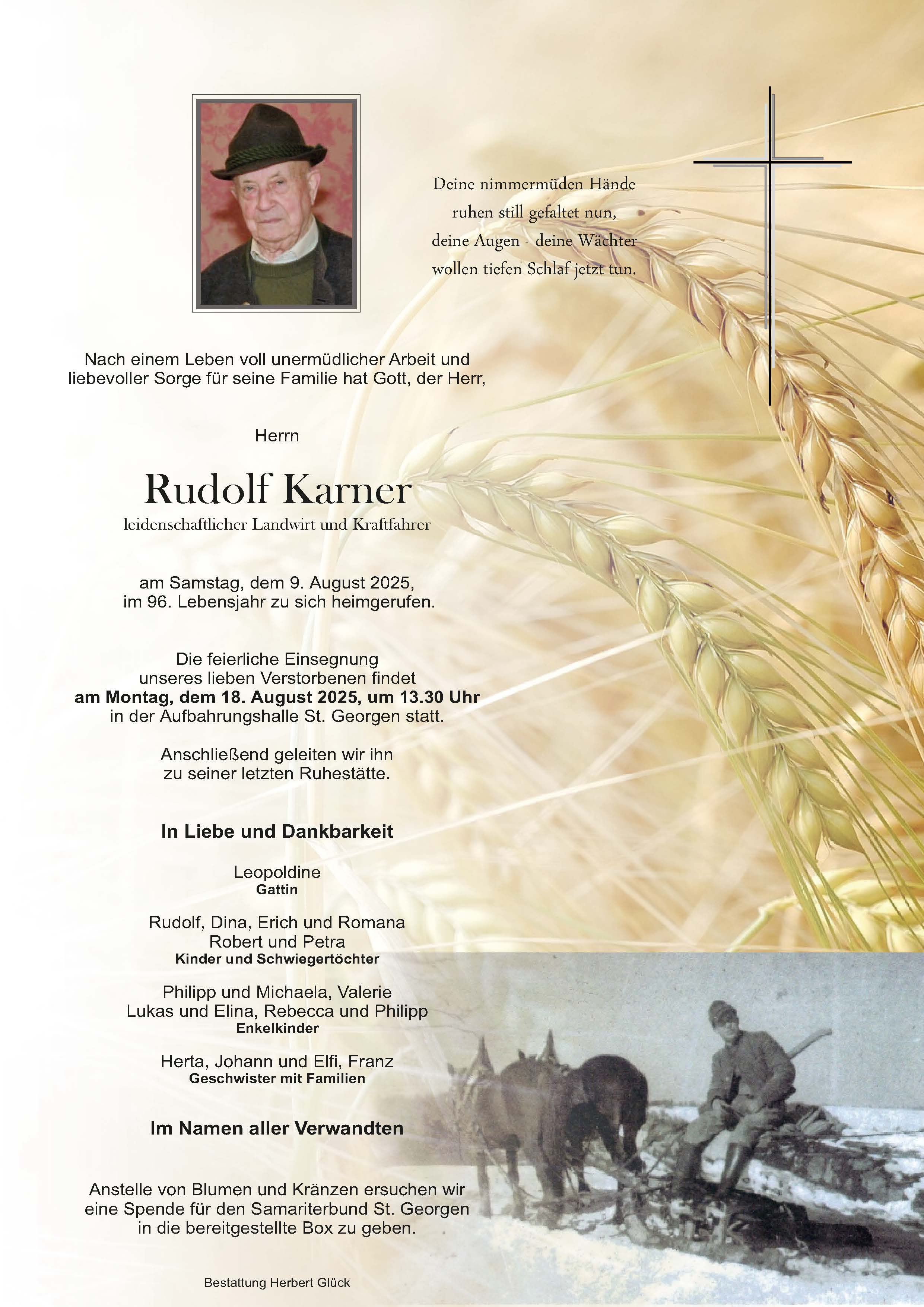 Sterbefall Rudolf Karner