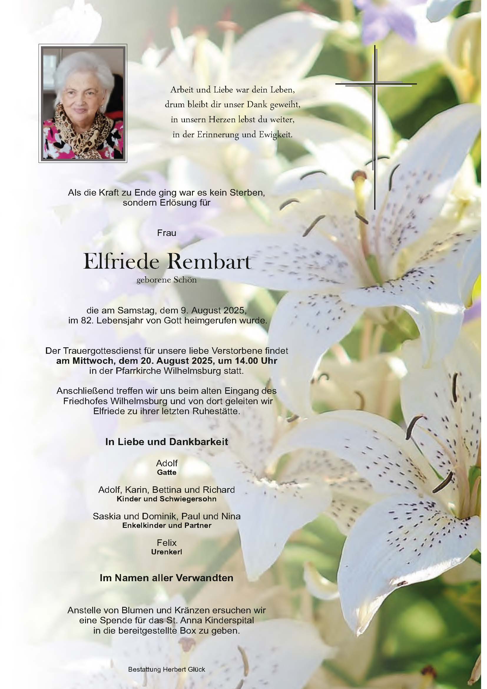 Sterbefall Elfriede Rembart