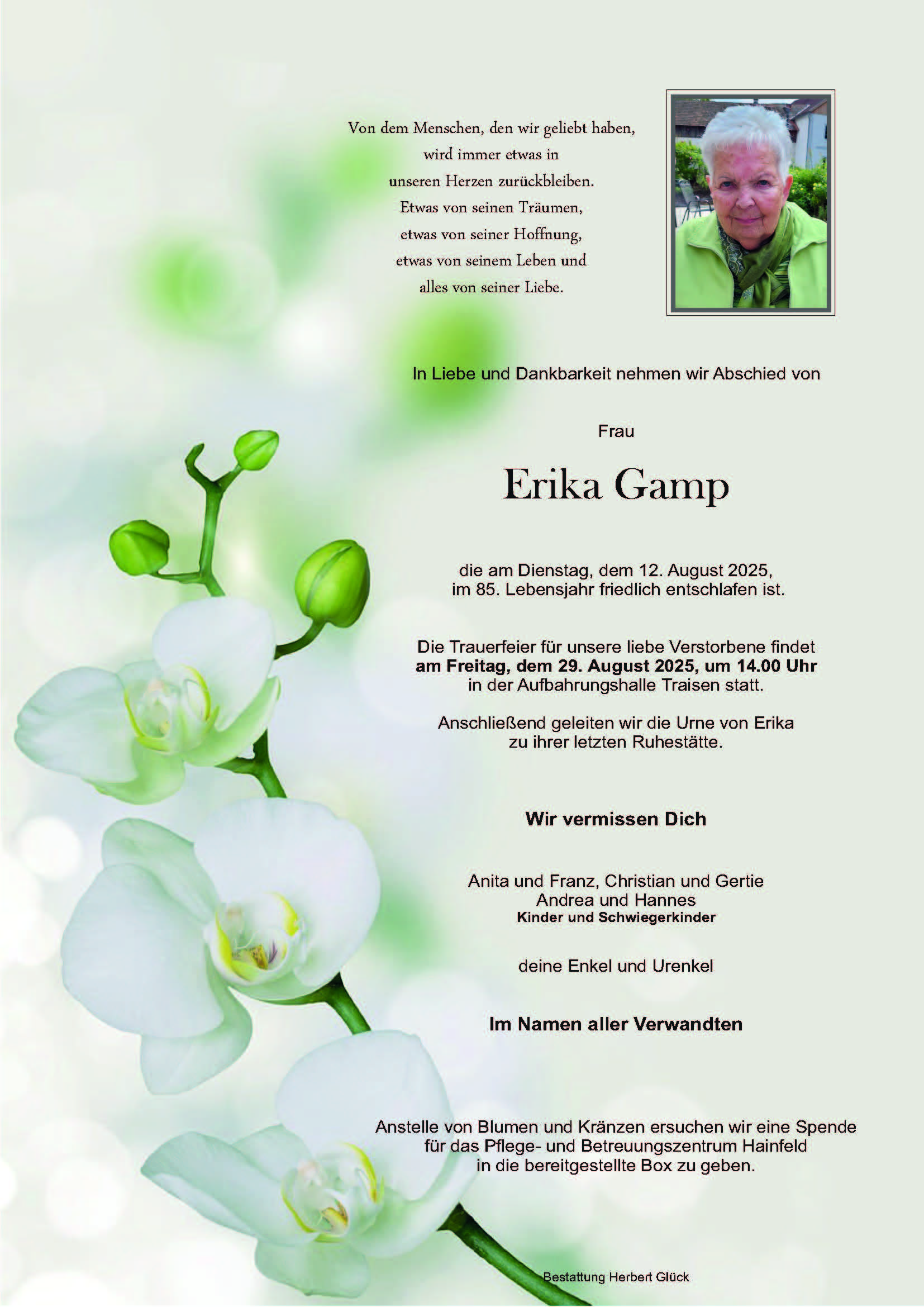 Sterbefall Erika Gamp