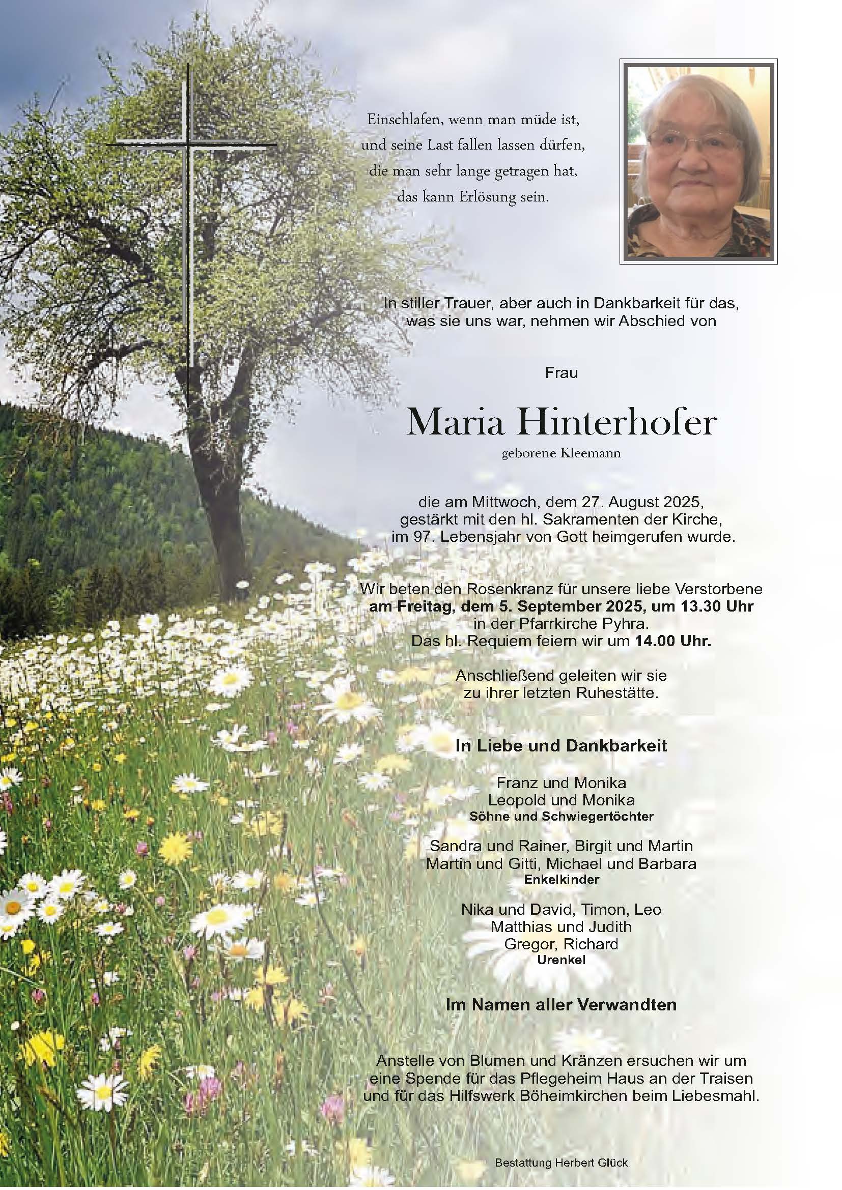 Sterbefall Maria Hinterhofer