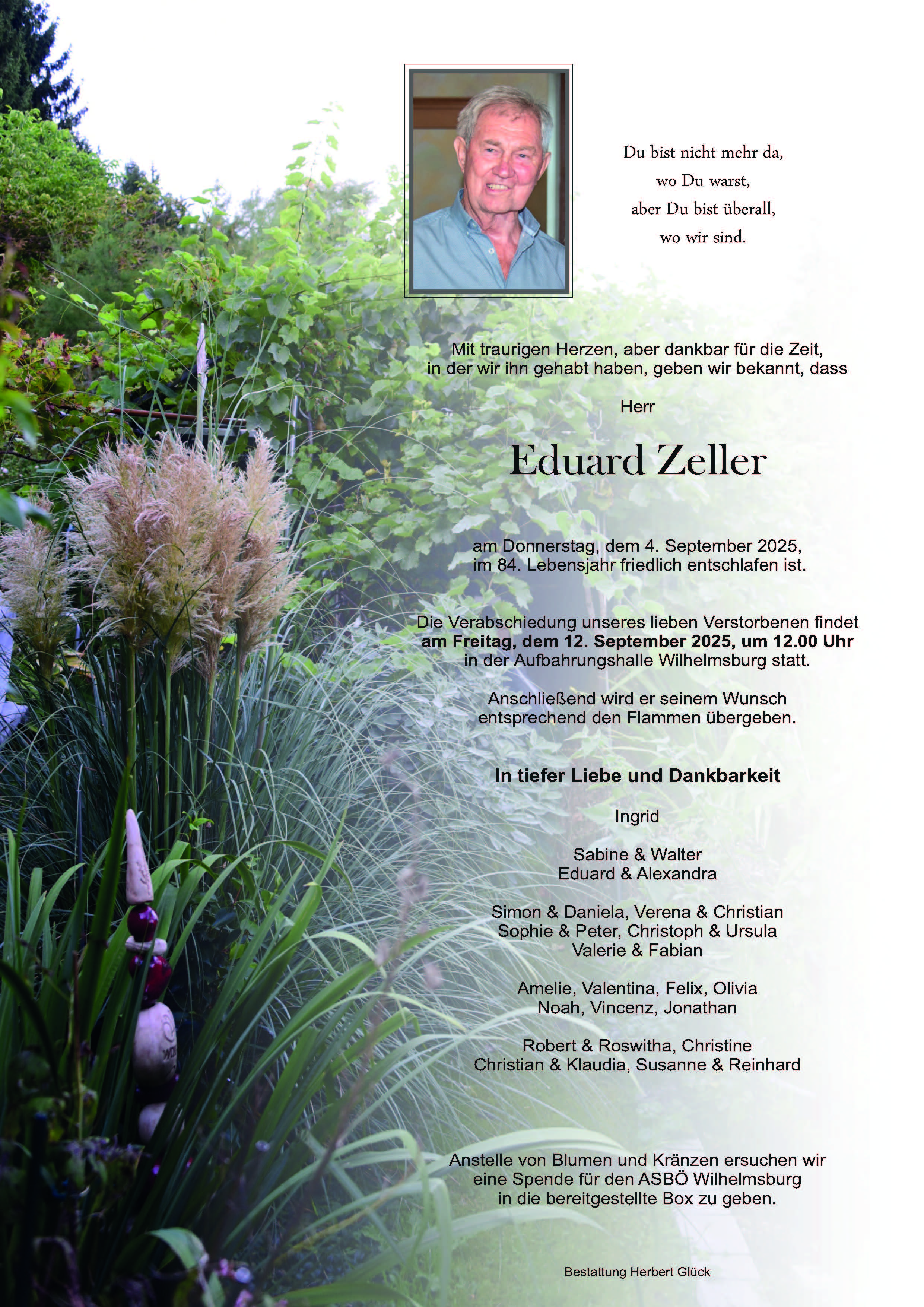 Sterbefall Eduard Zeller