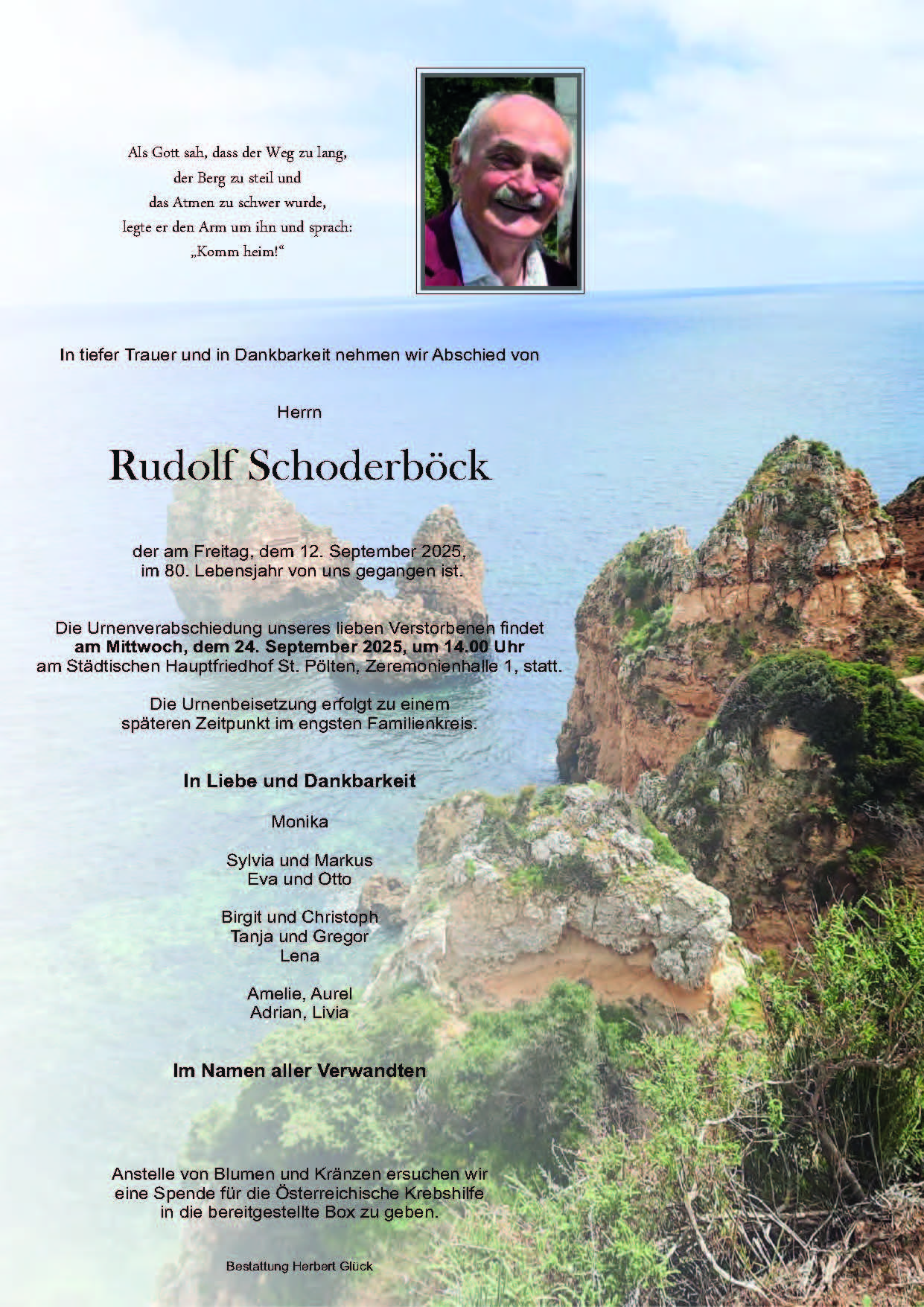 Sterbefall Rudolf Schoderböck