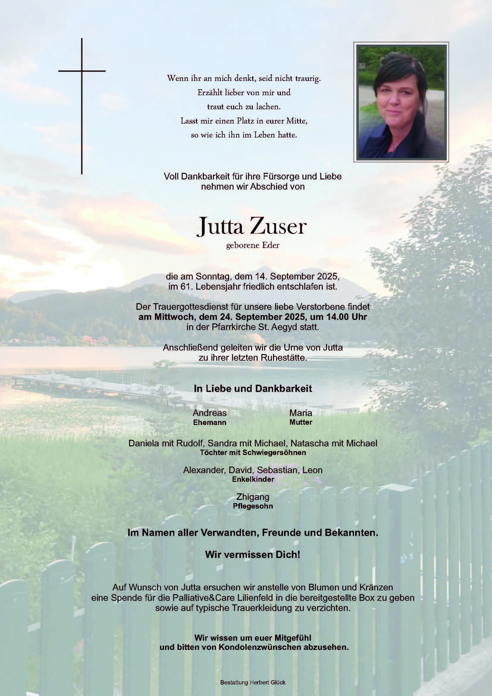 Sterbefall Jutta Zuser