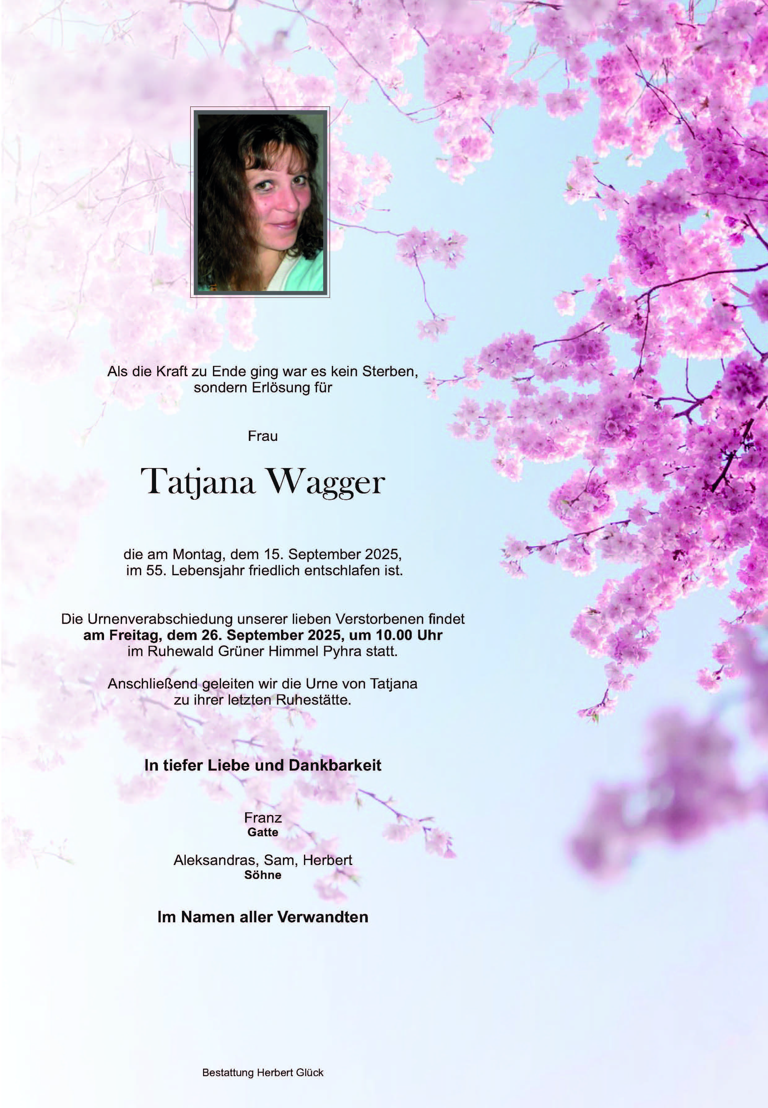 Sterbefall Tatjana Wagger