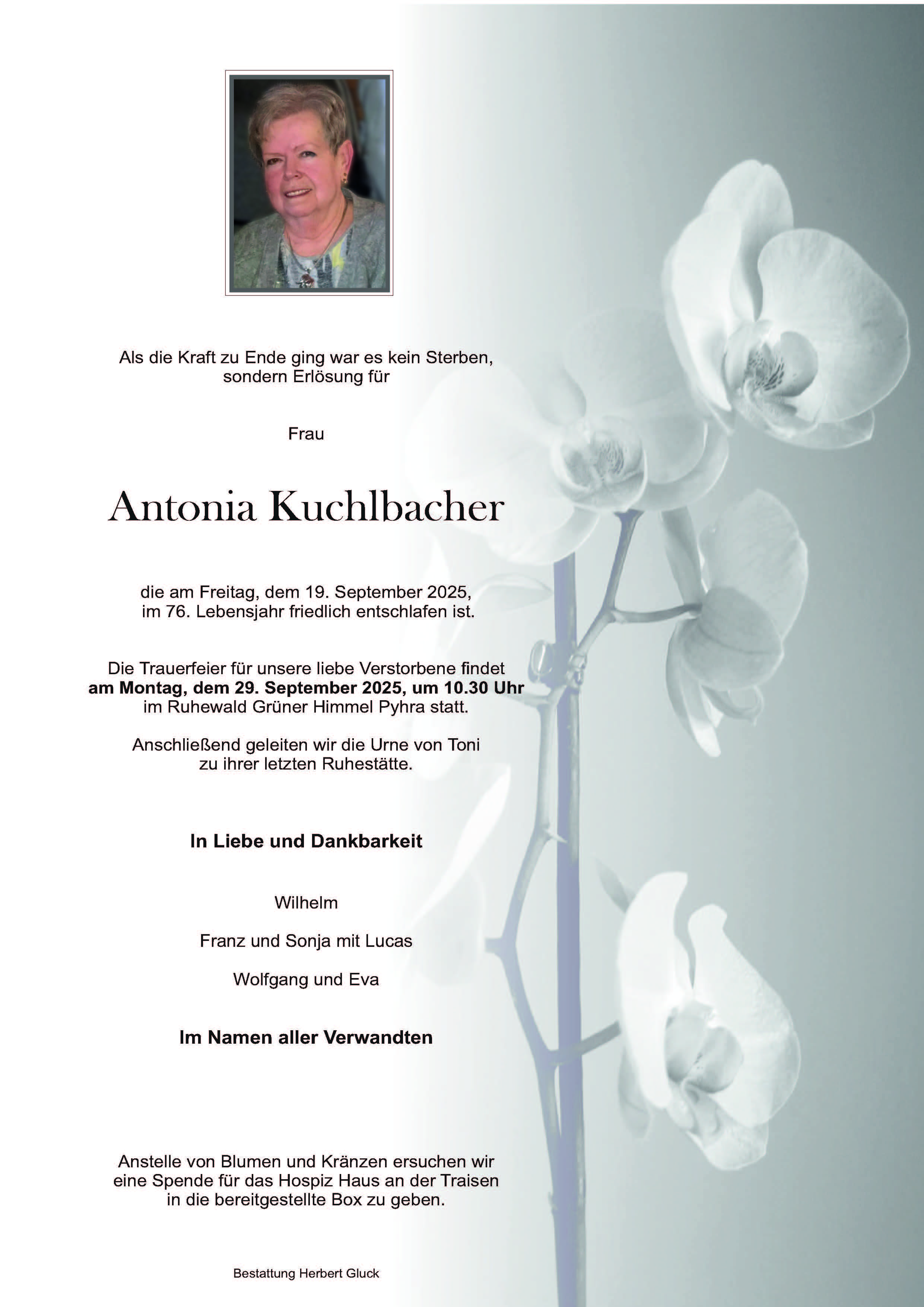 Sterbefall Antonia Kuchlbacher