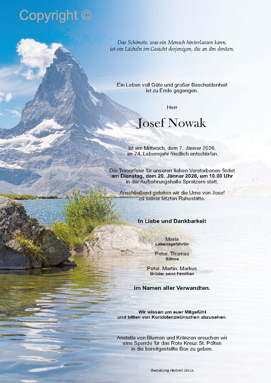 Sterbefall Josef Nowak