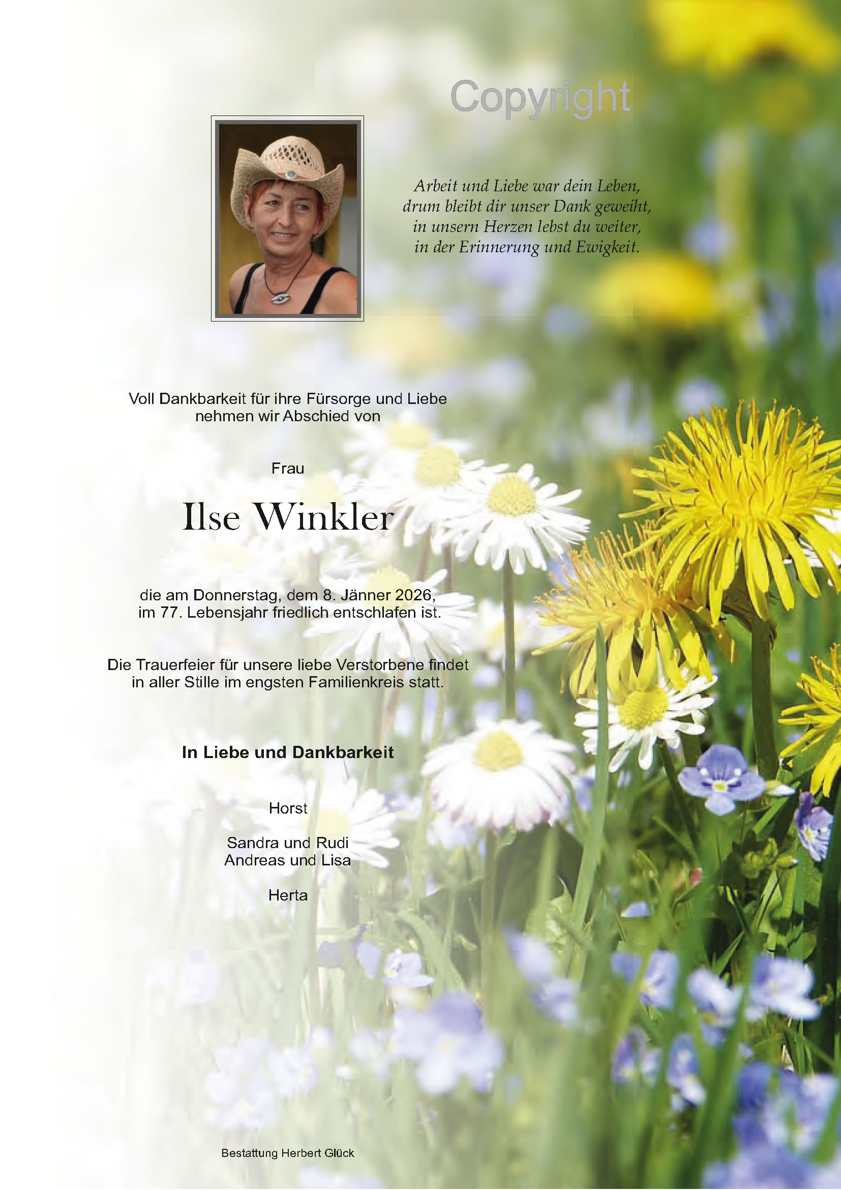 Sterbefall Ilse Winkler