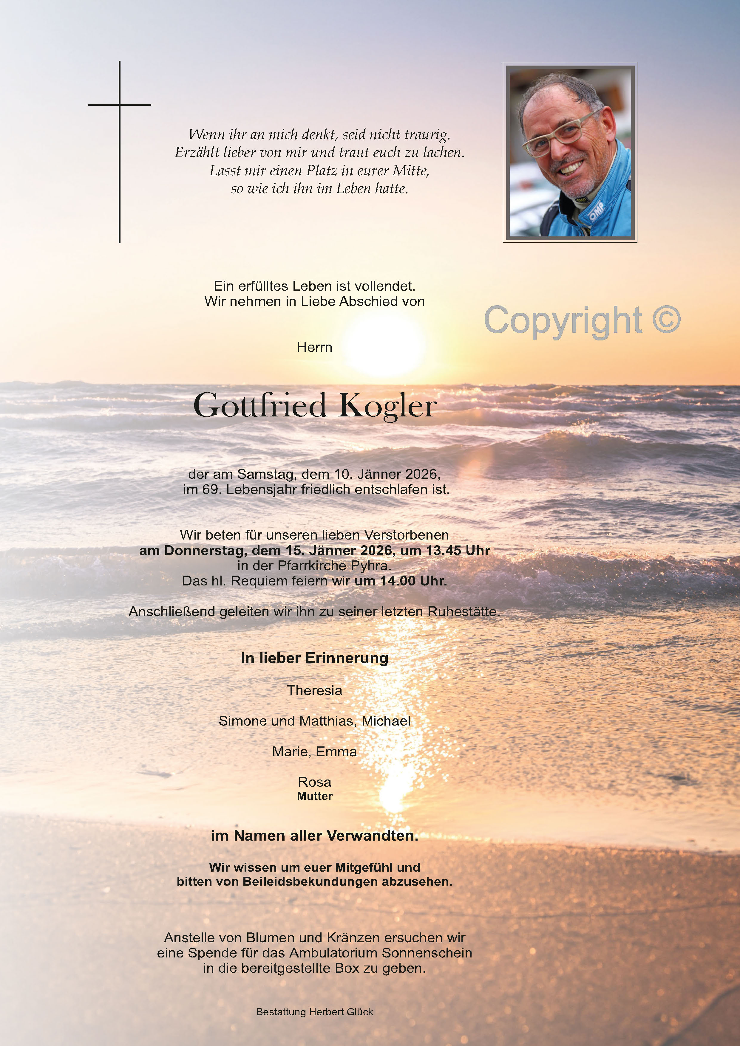 Sterbefall Gottfried Kogler