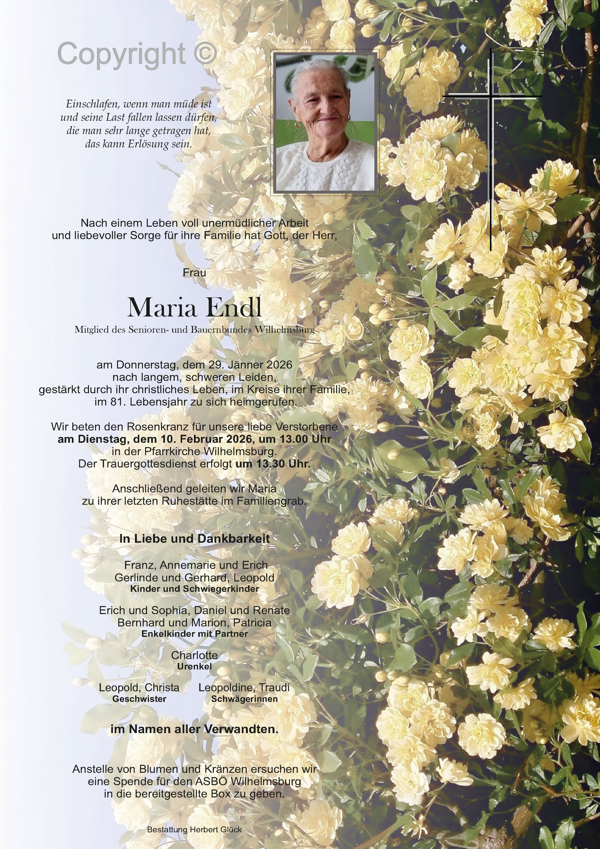 Sterbefall Maria Endl