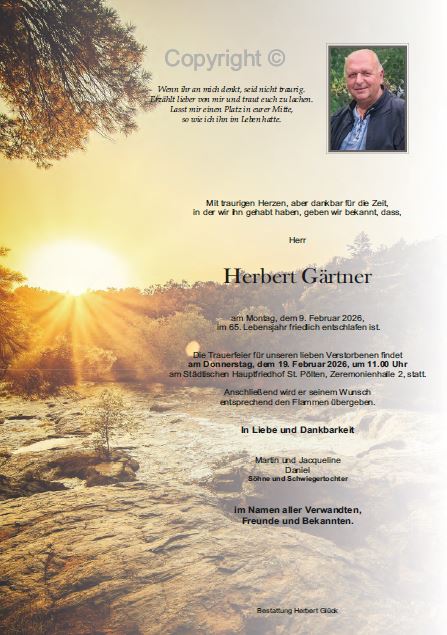 Sterbefall Herbert Gärtner