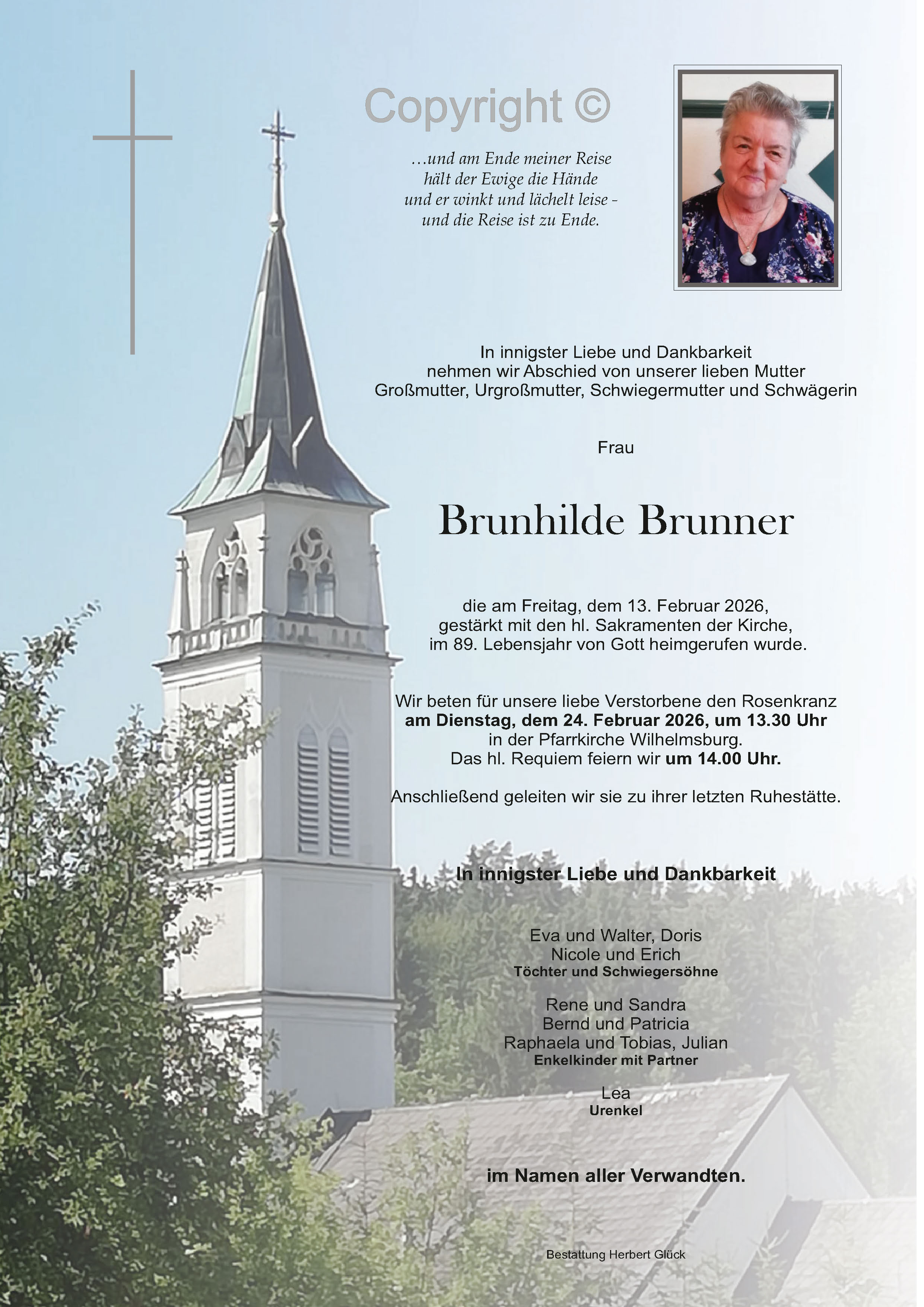 Sterbefall Brunhilde Brunner
