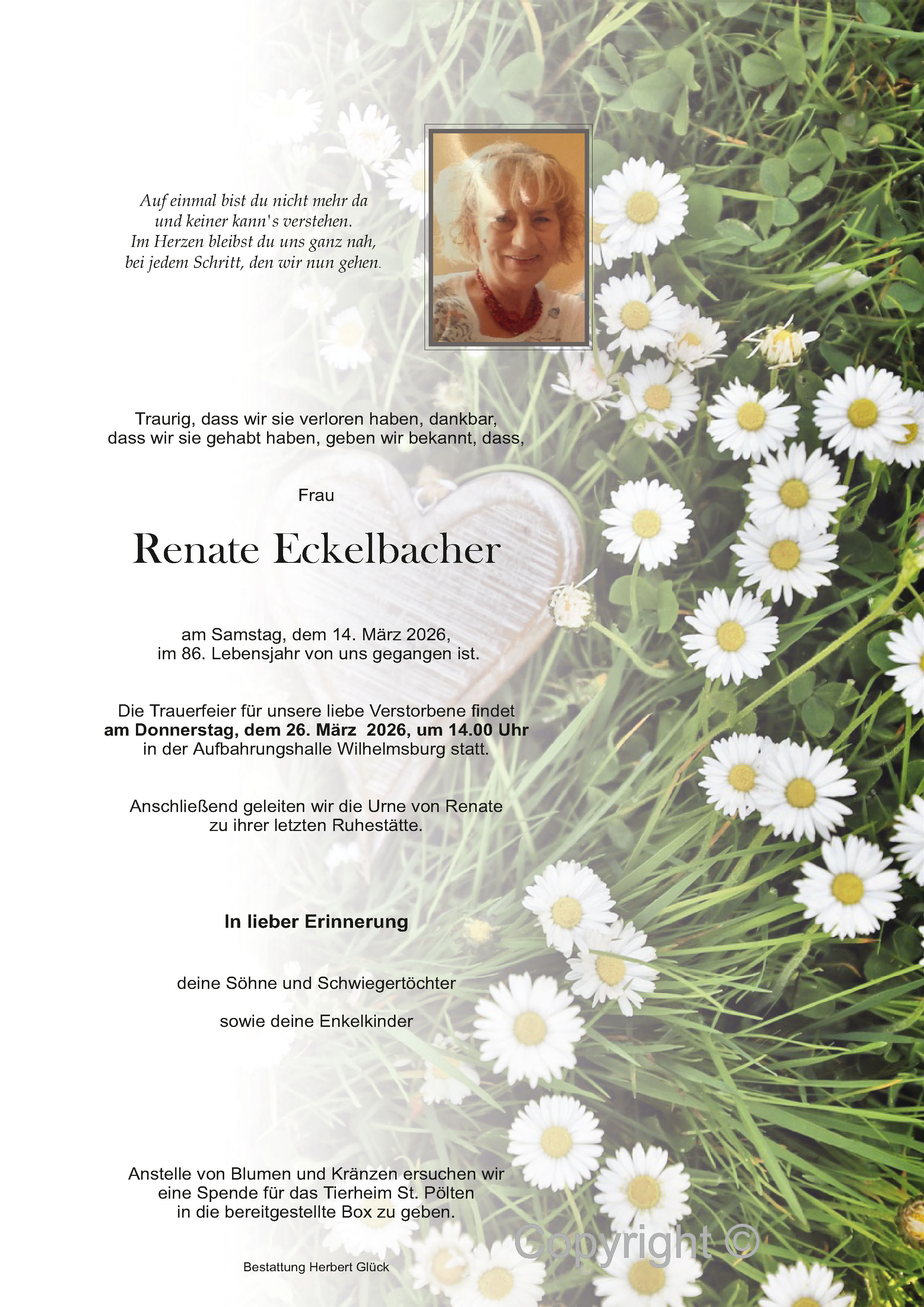 Sterbefall Renate Eckelbacher
