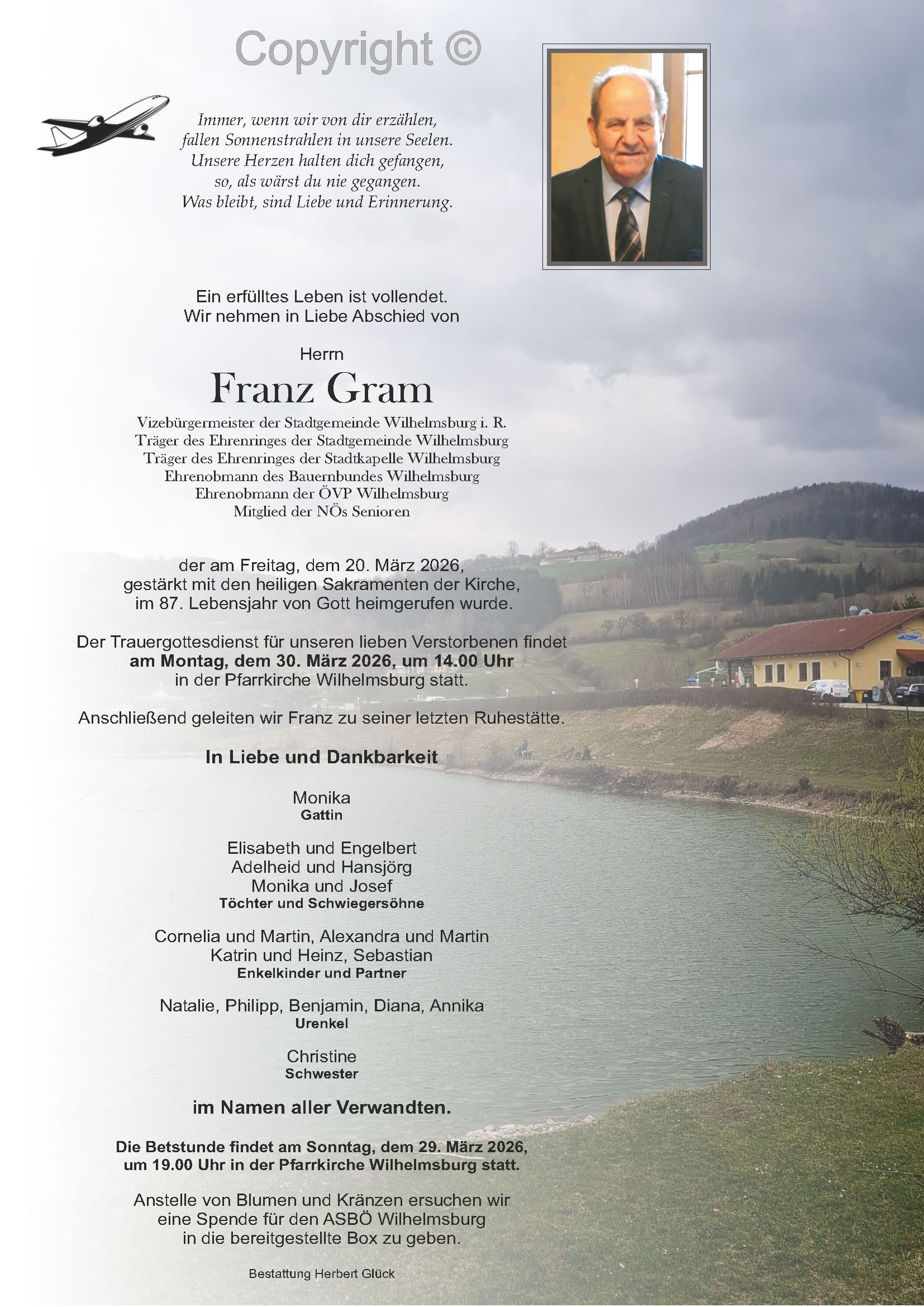 Sterbefall Franz Gram