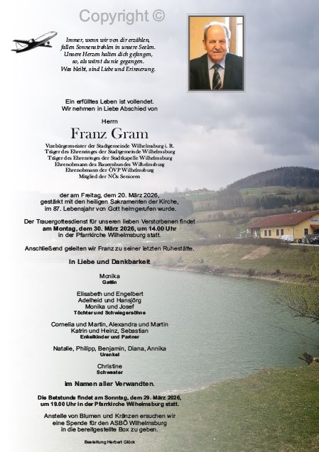 Sterbefall Franz Gram