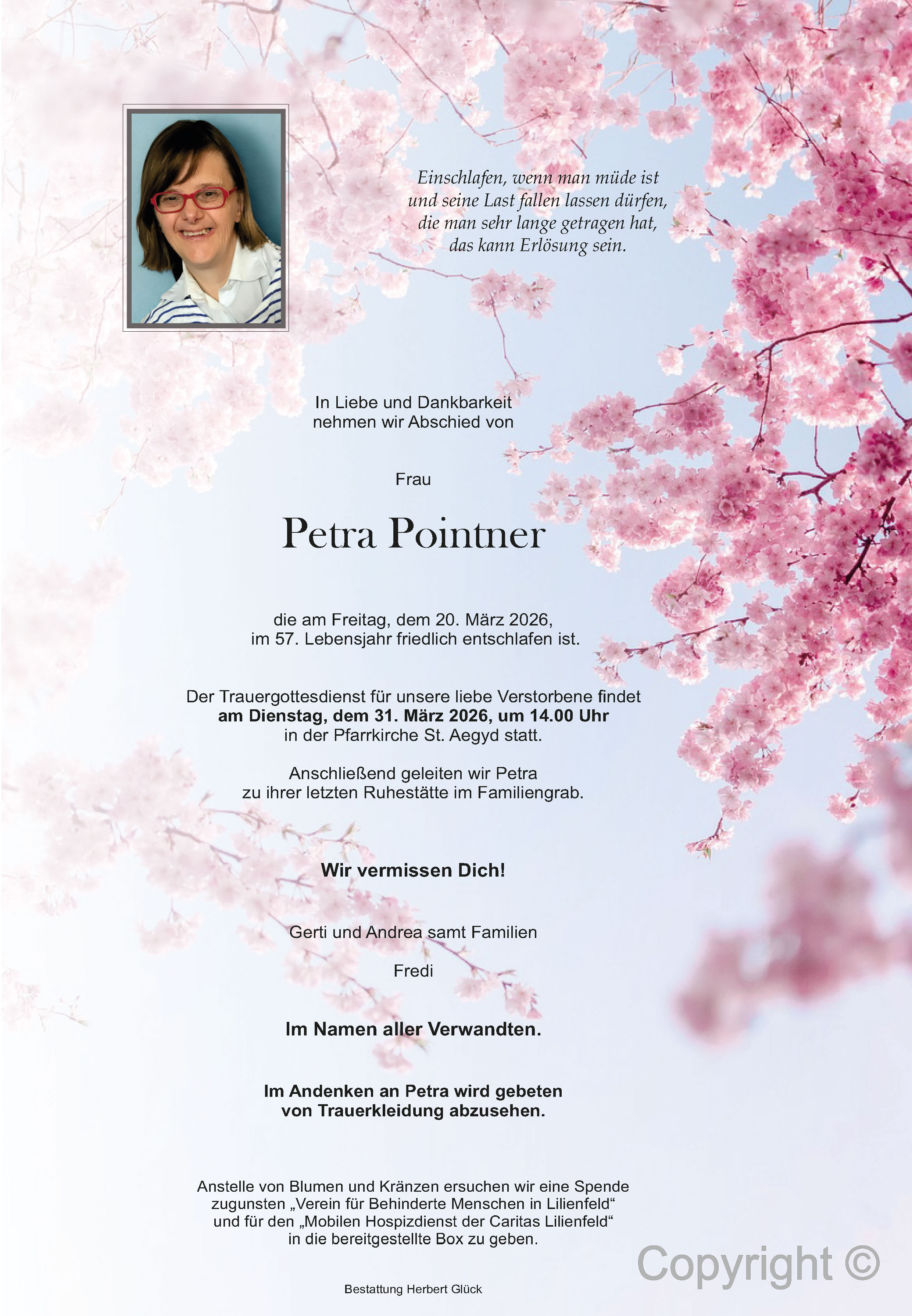 Sterbefall Petra Pointner
