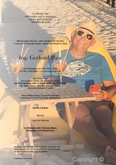 Sterbefall Gerhard Paur
