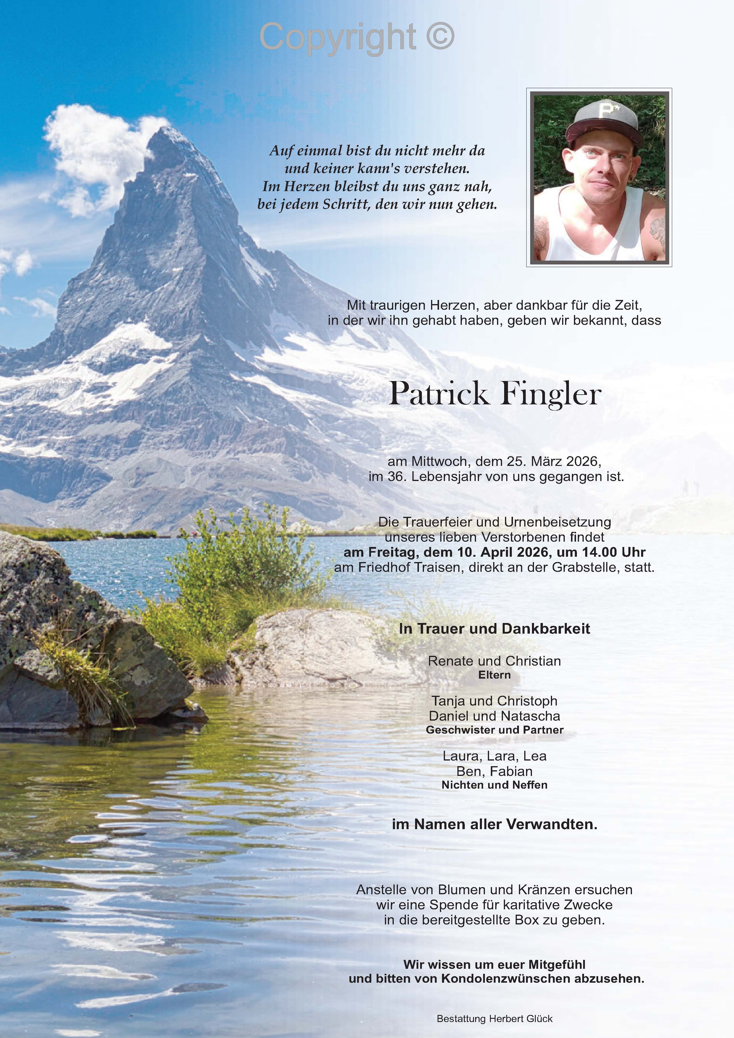 Sterbefall Patrick Fingler