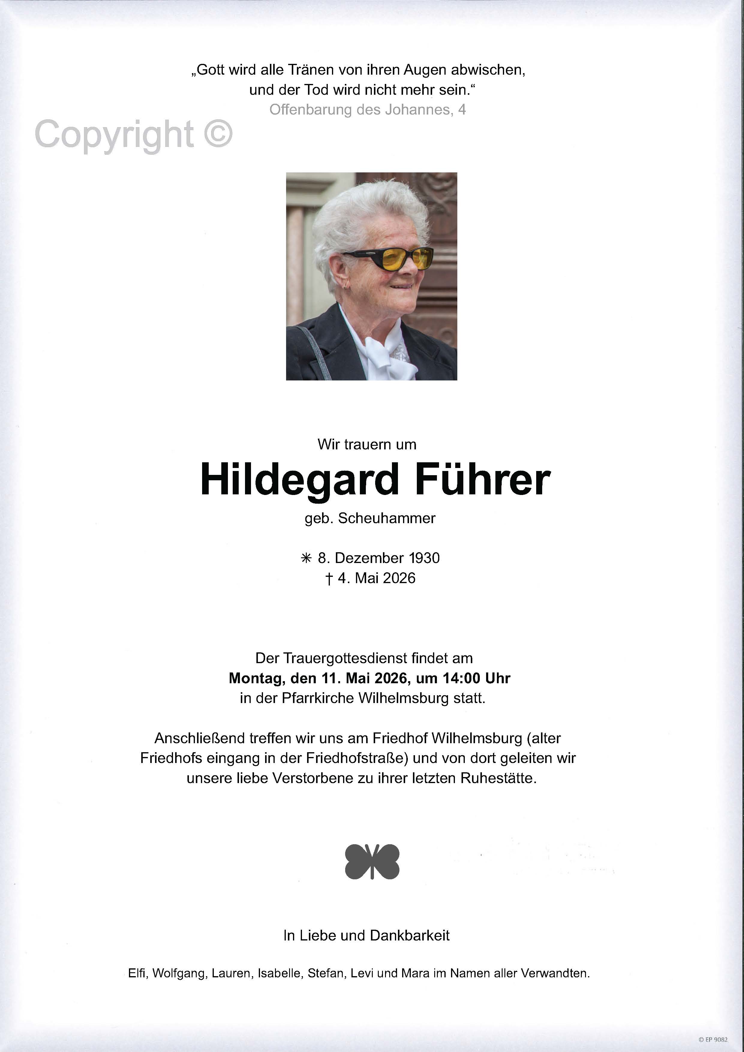 Sterbefall Hildegard Führer