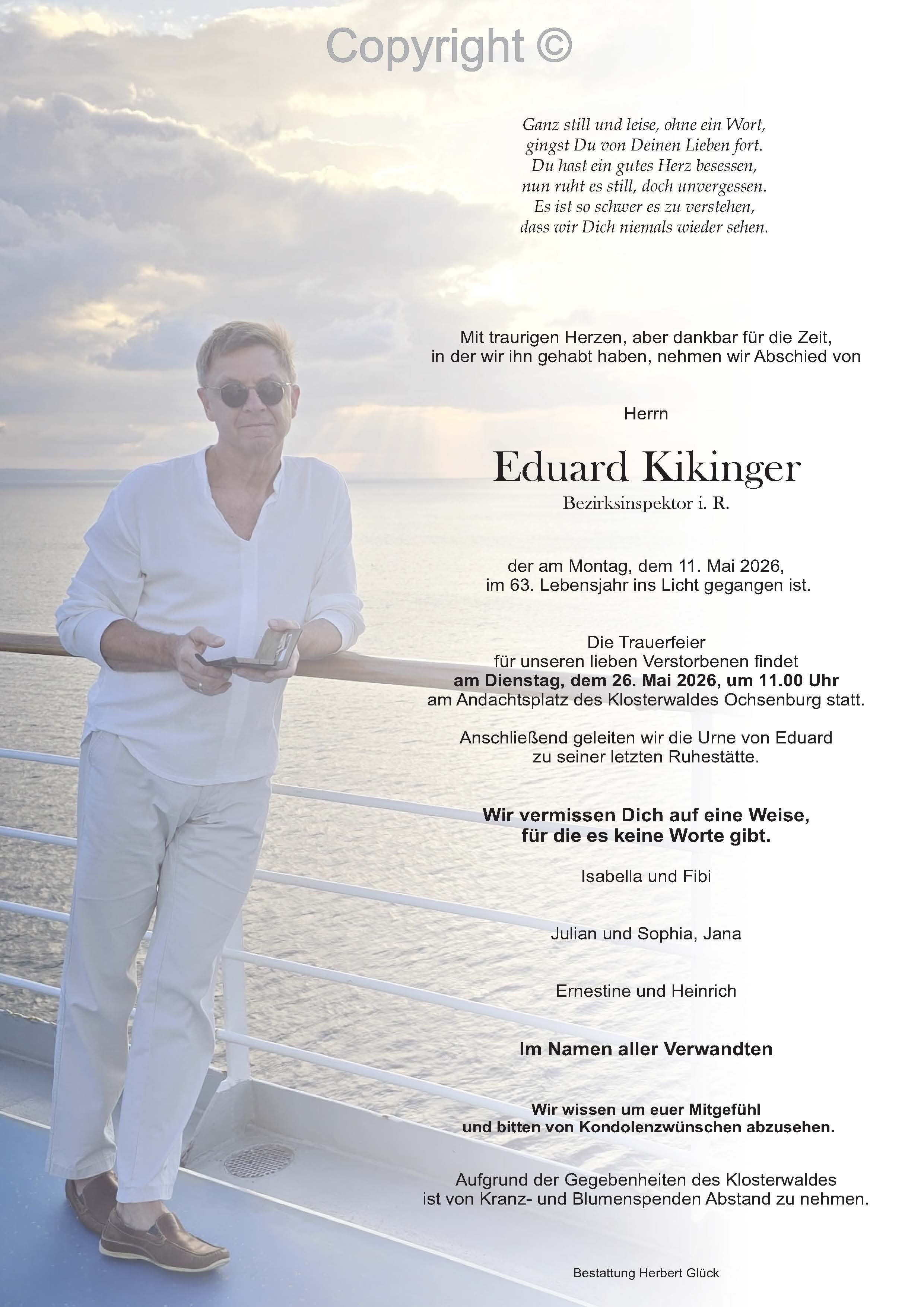 Sterbefall Eduard Kikinger