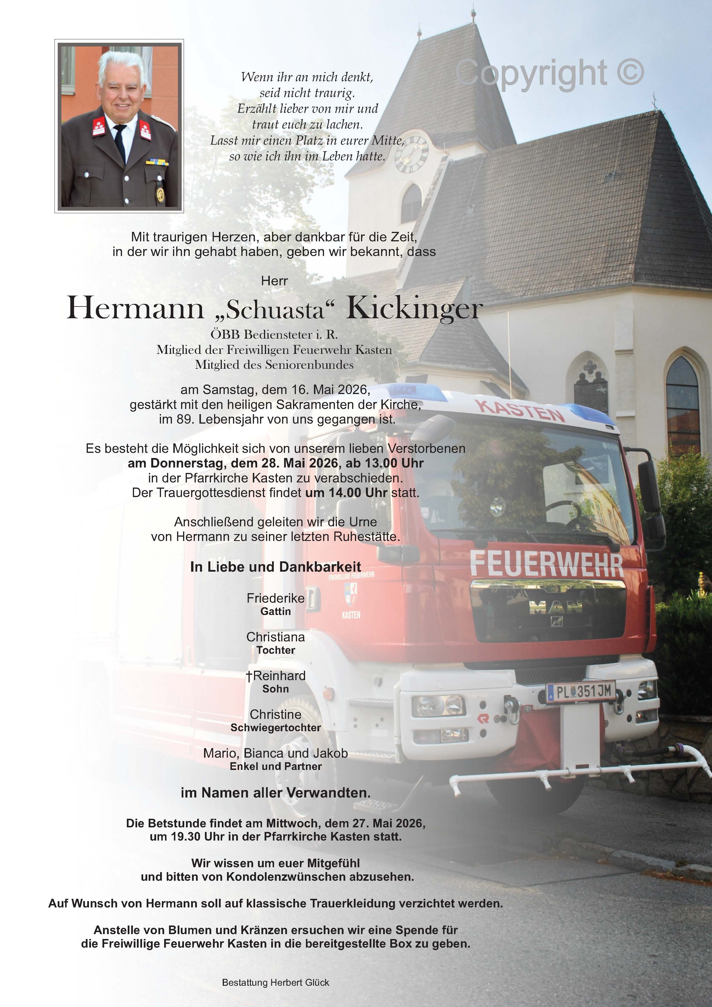 Sterbefall Hermann Kickinger