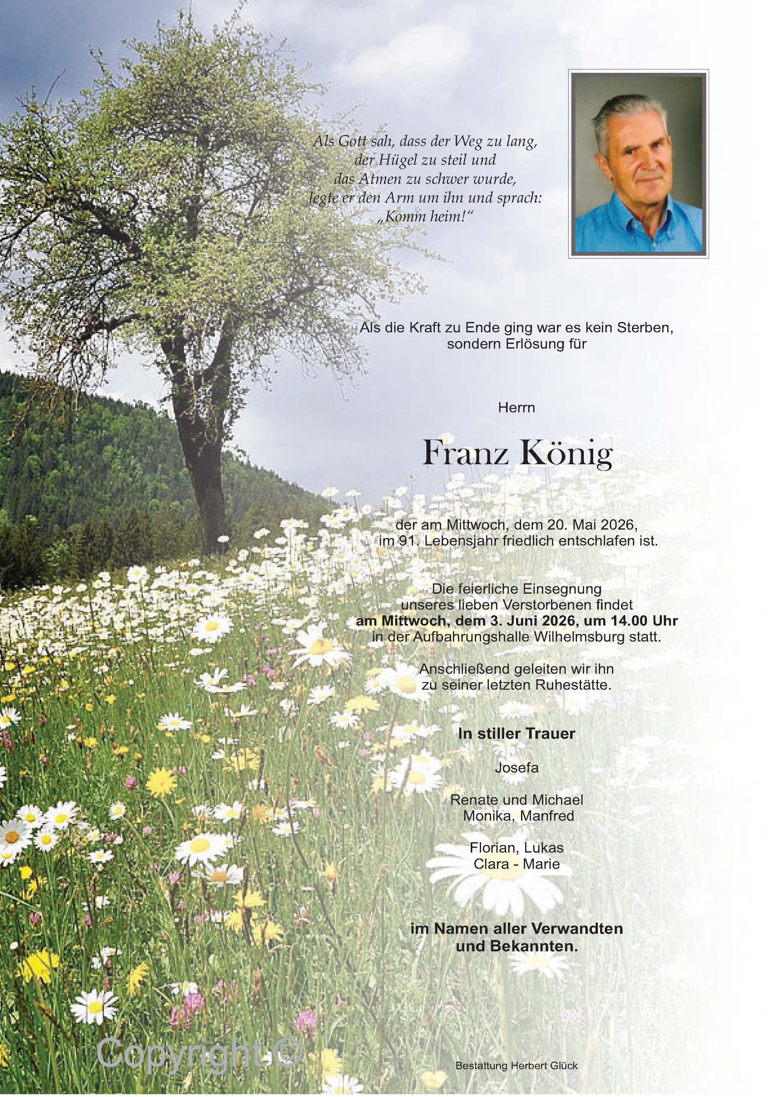 Sterbefall Franz König