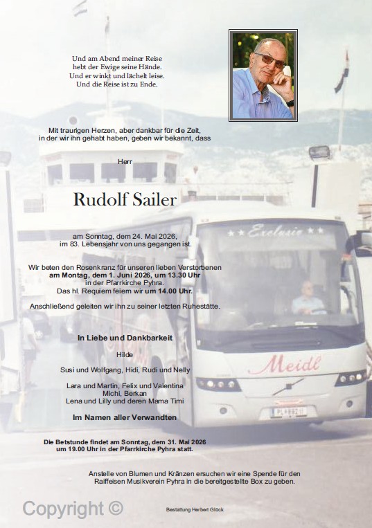 Sterbefall Rudolf Sailer