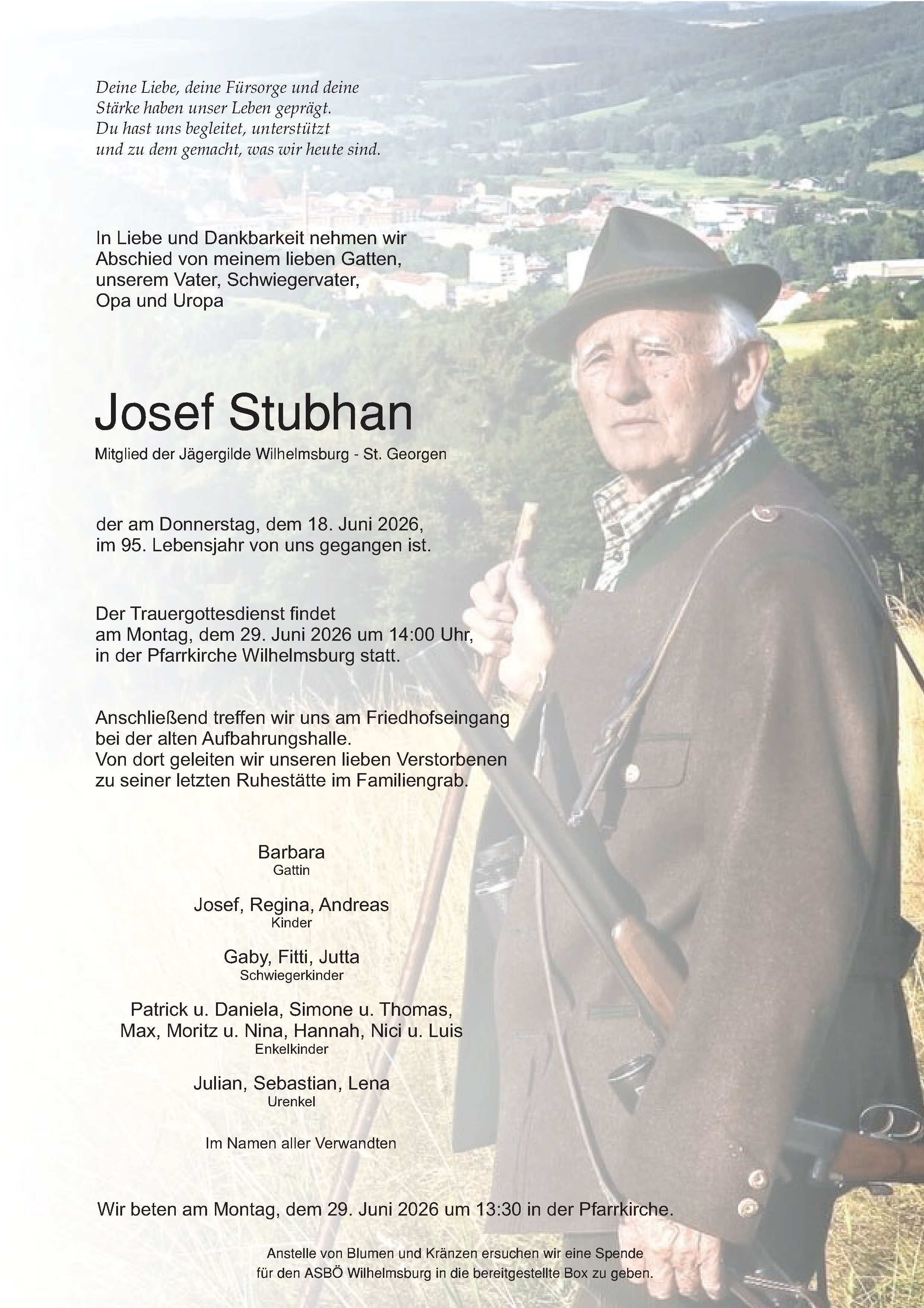 Sterbefall Josef Stubhan