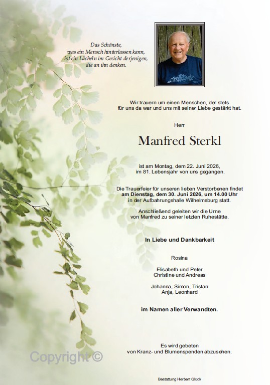 Sterbefall Manfred Sterkl