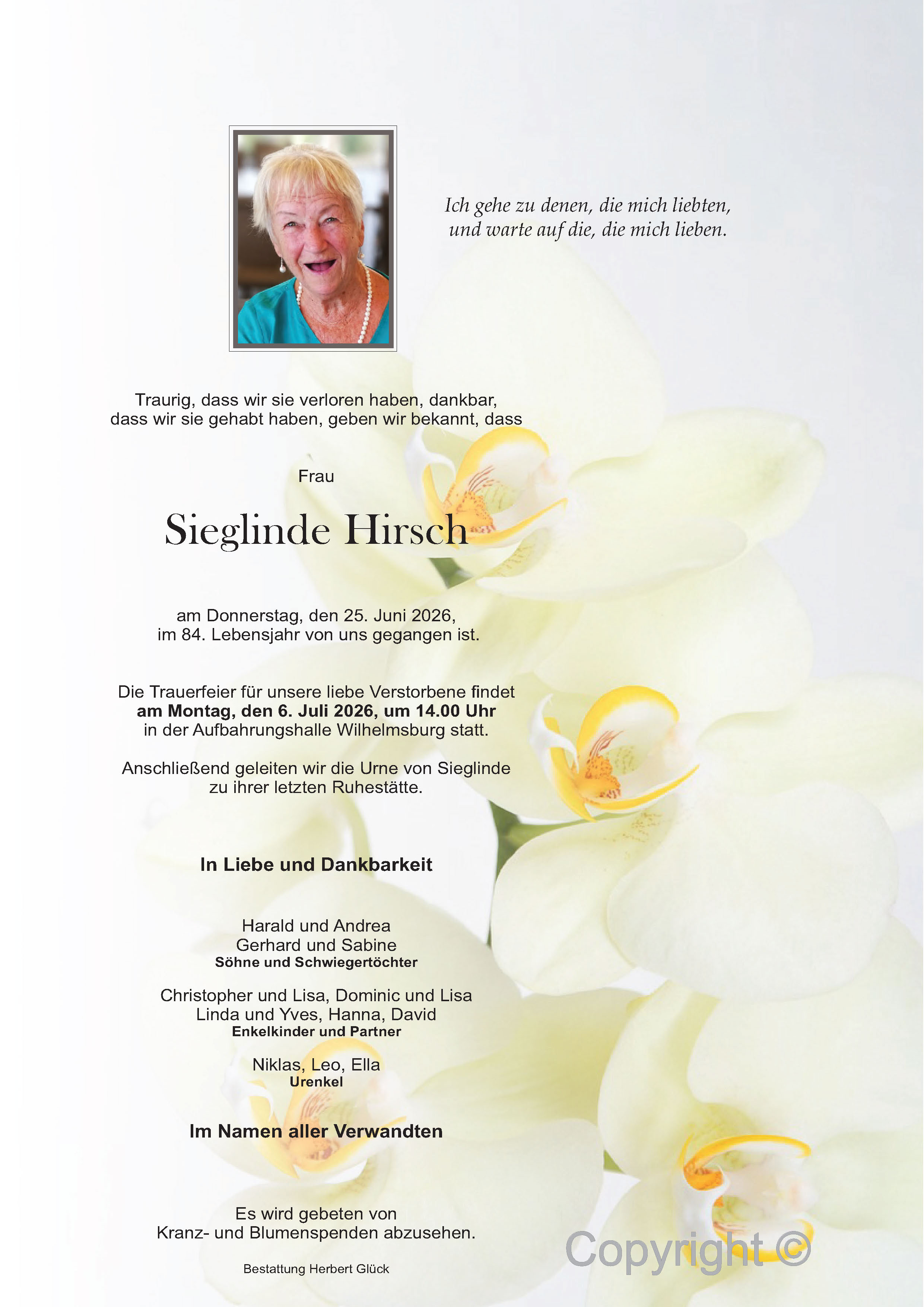 Sterbefall Sieglinde Hirsch