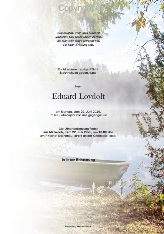 Sterbefall Eduard Loydolt