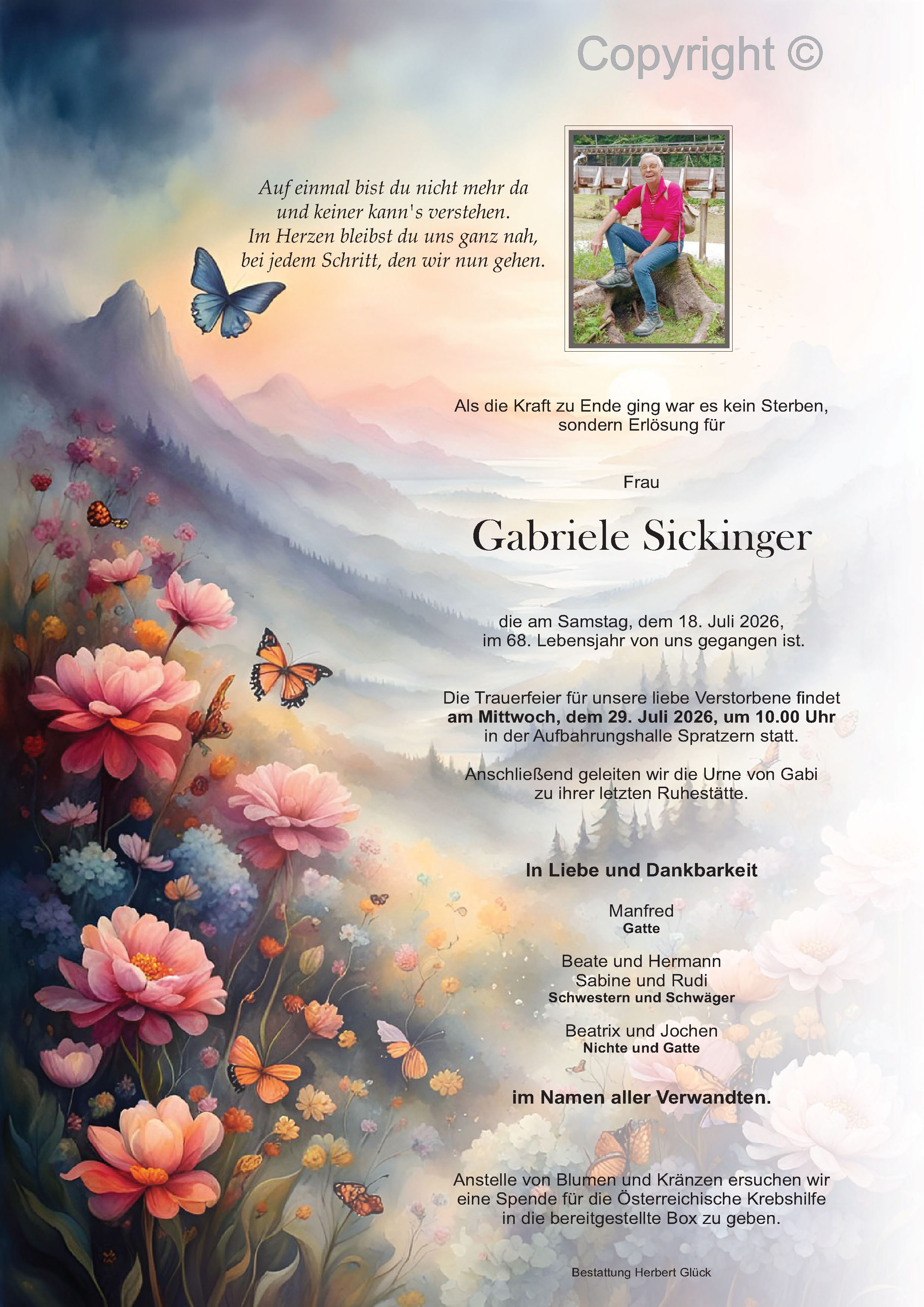 Sterbefall Gabriele Sickinger
