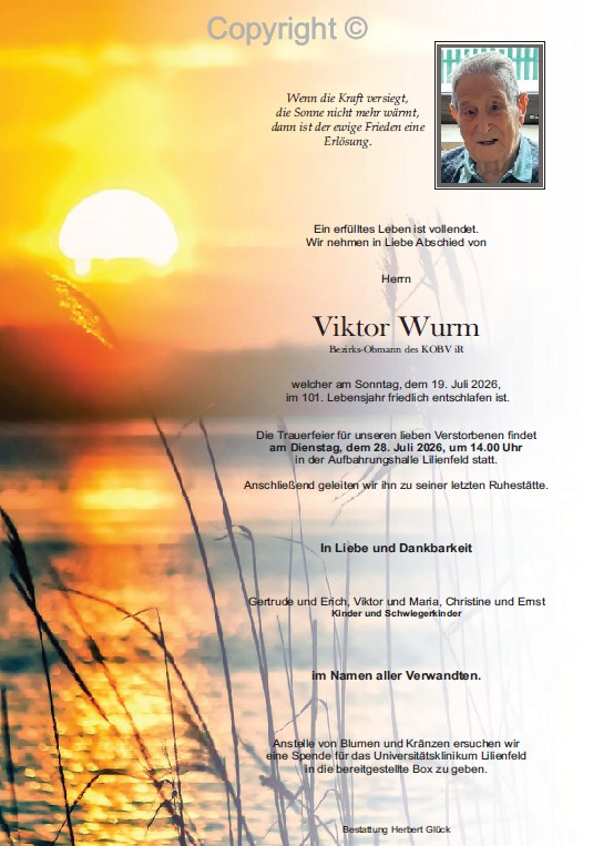 Sterbefall Viktor Wurm
