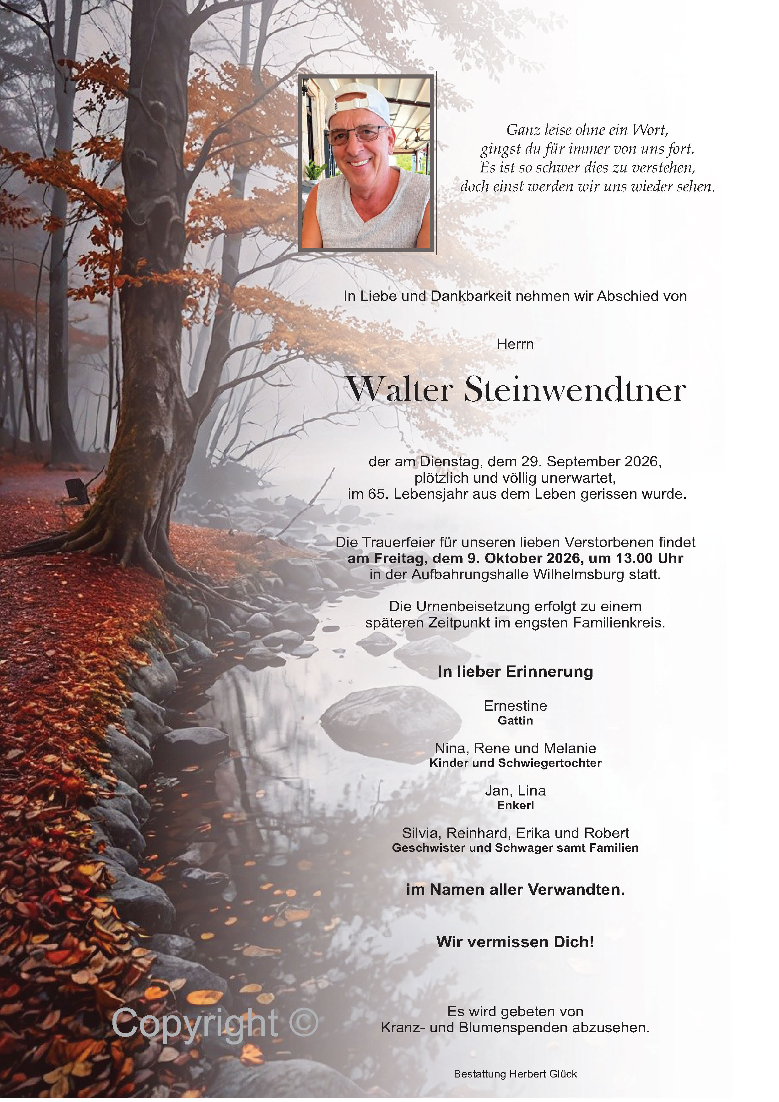 Sterbefall Walter Steinwendtner