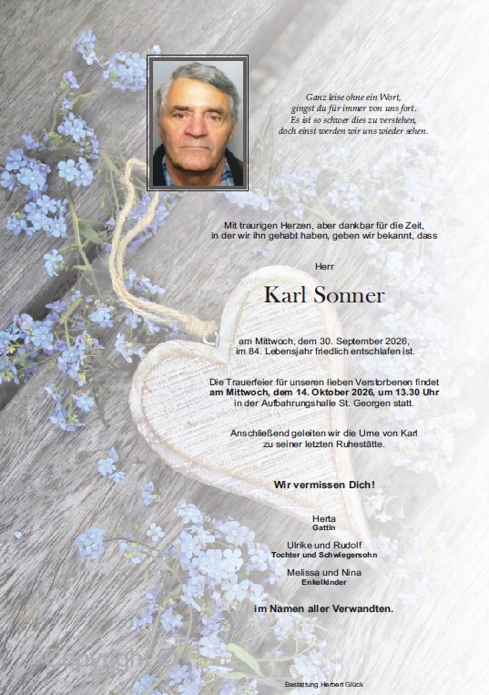 Sterbefall Karl Sonner