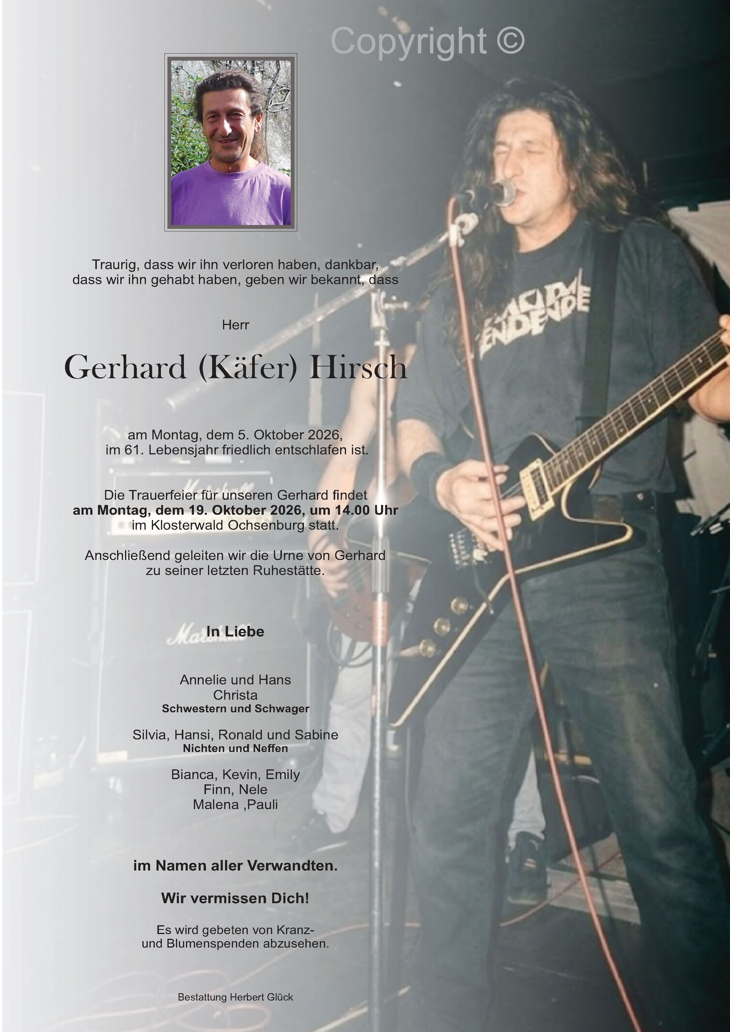 Sterbefall Gerhard Hirsch