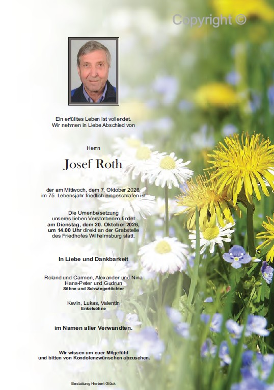 Sterbefall Josef Roth