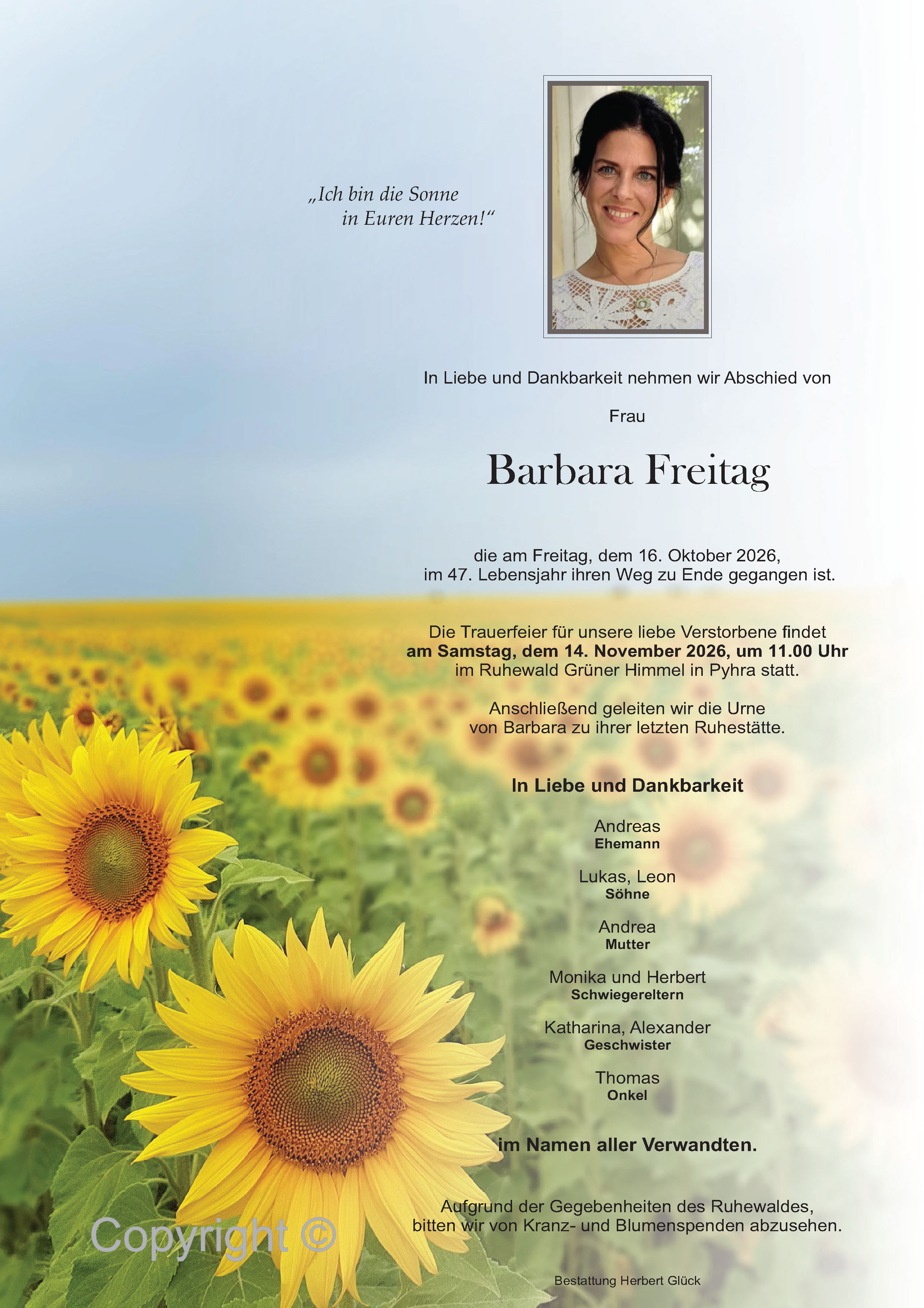 Sterbefall Barbara Freitag