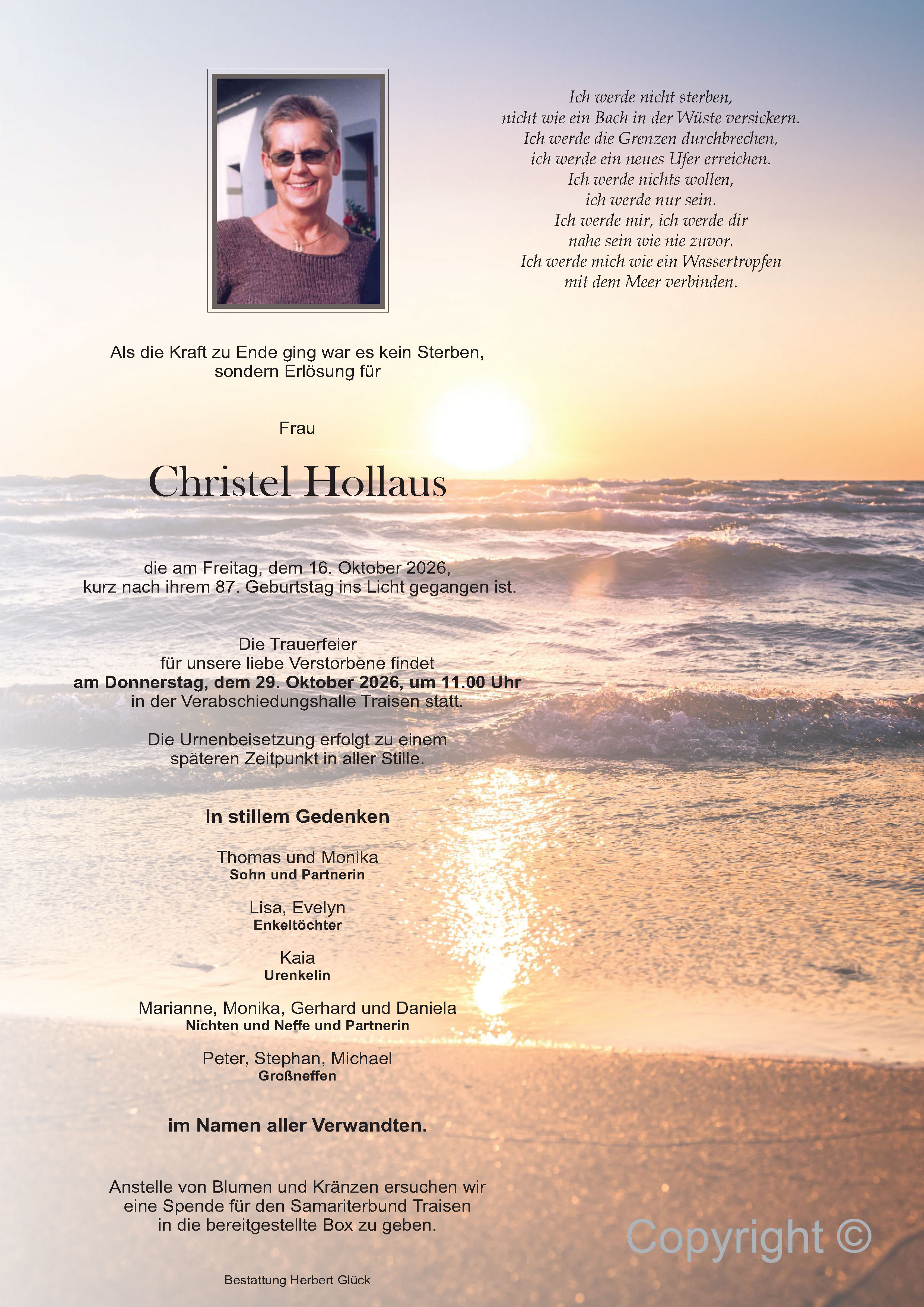 Sterbefall Christel Hollaus