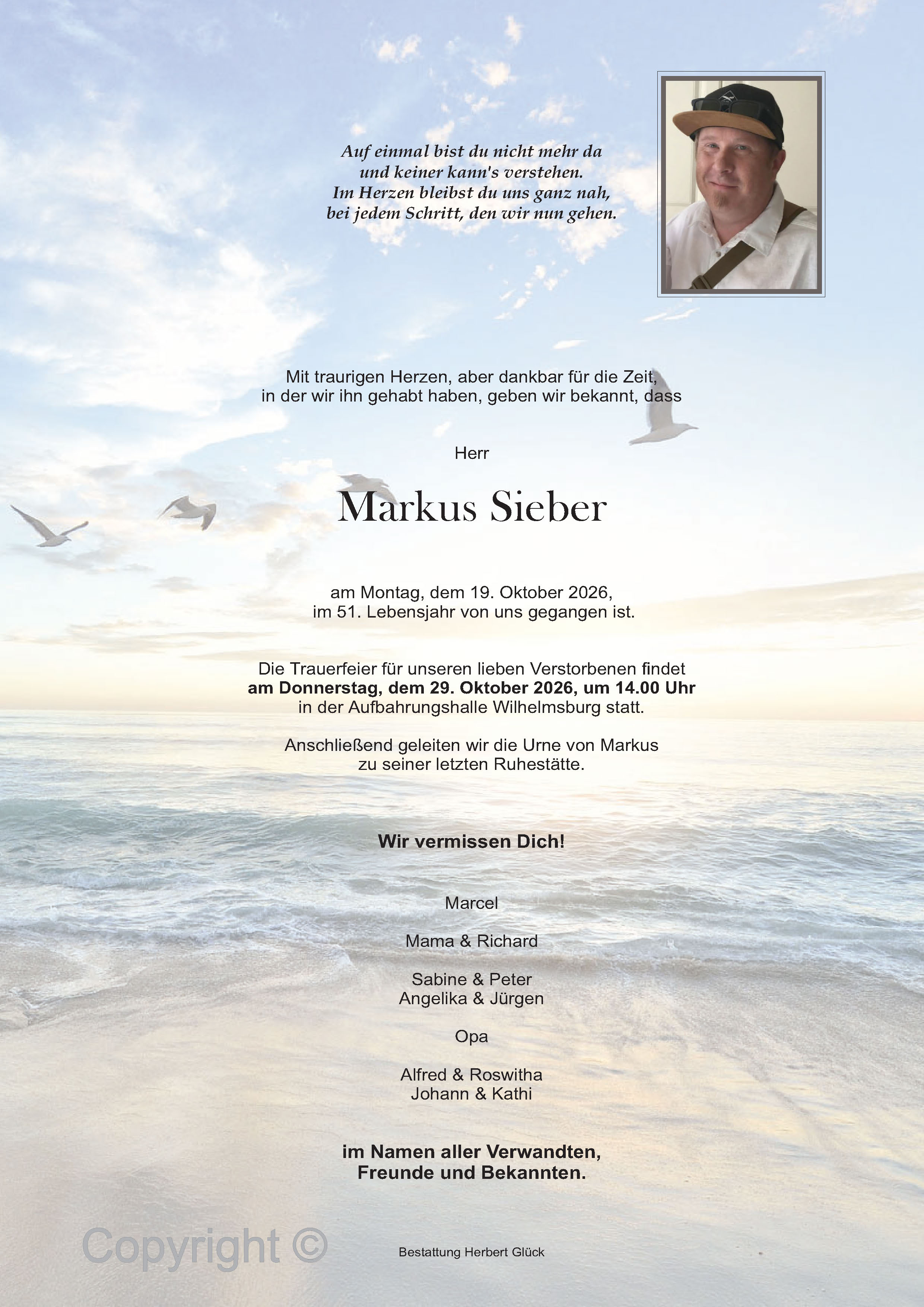 Sterbefall Markus Sieber