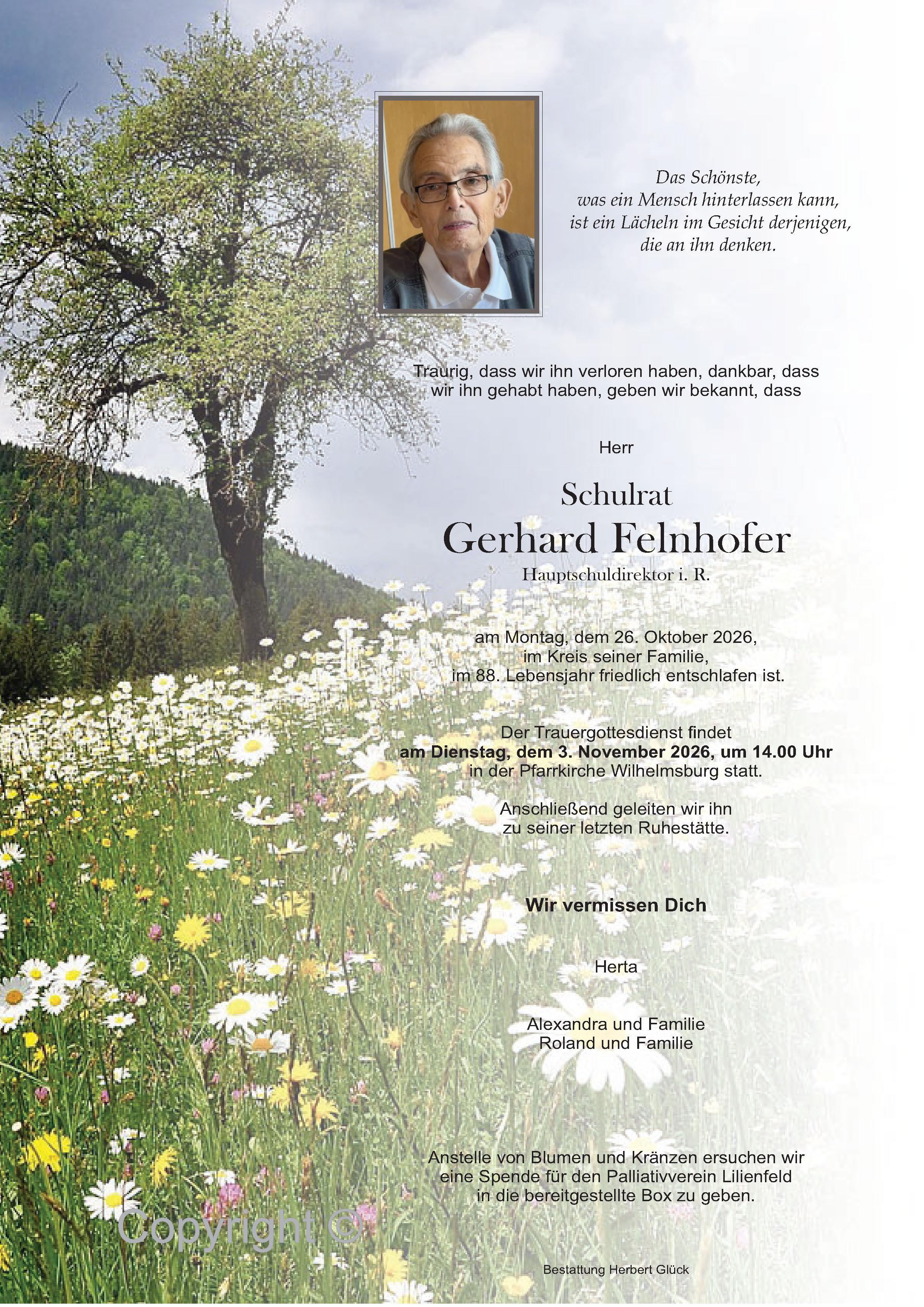 Sterbefall Gerhard Felnhofer